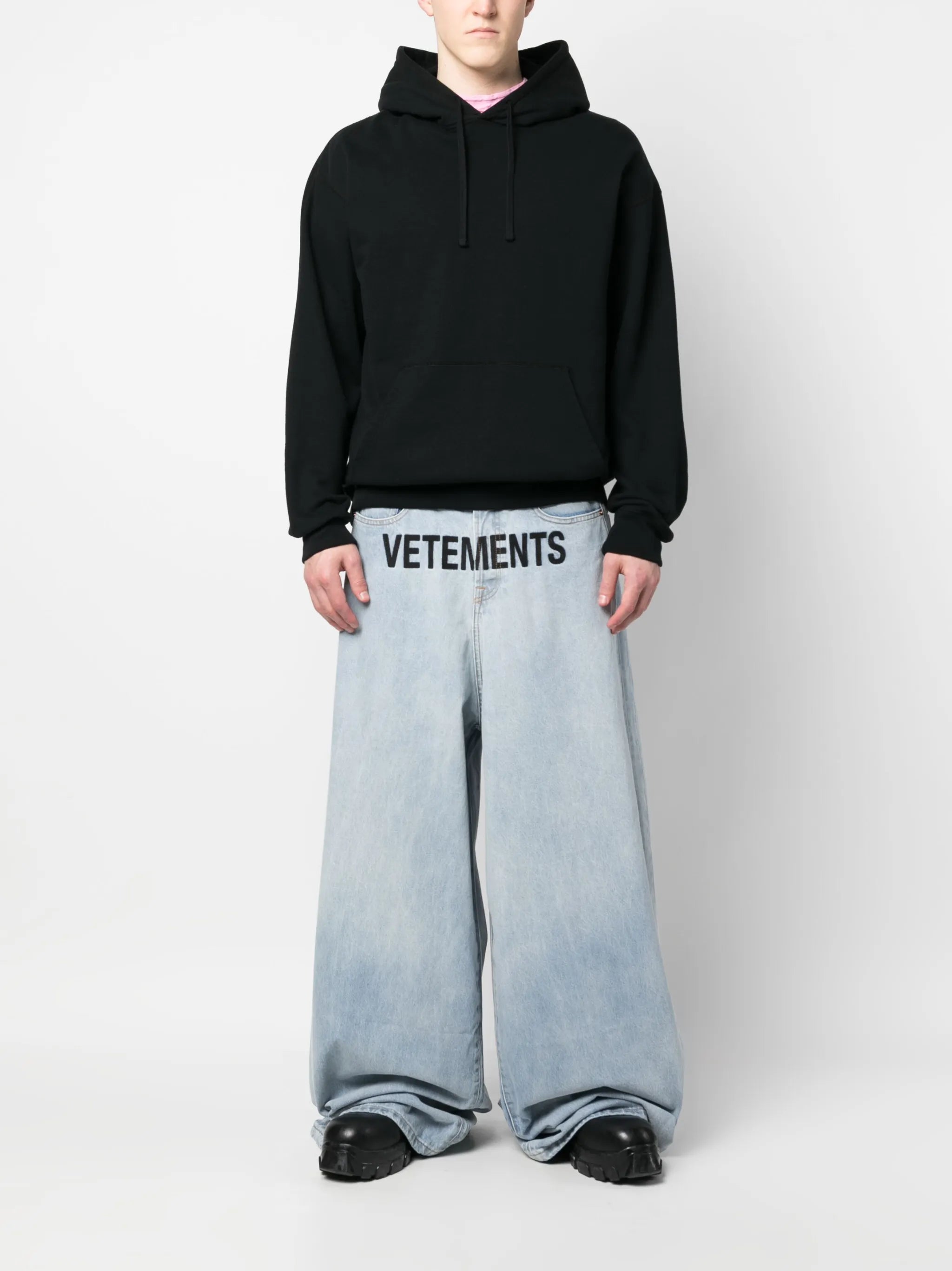 logo-print baggy jeans