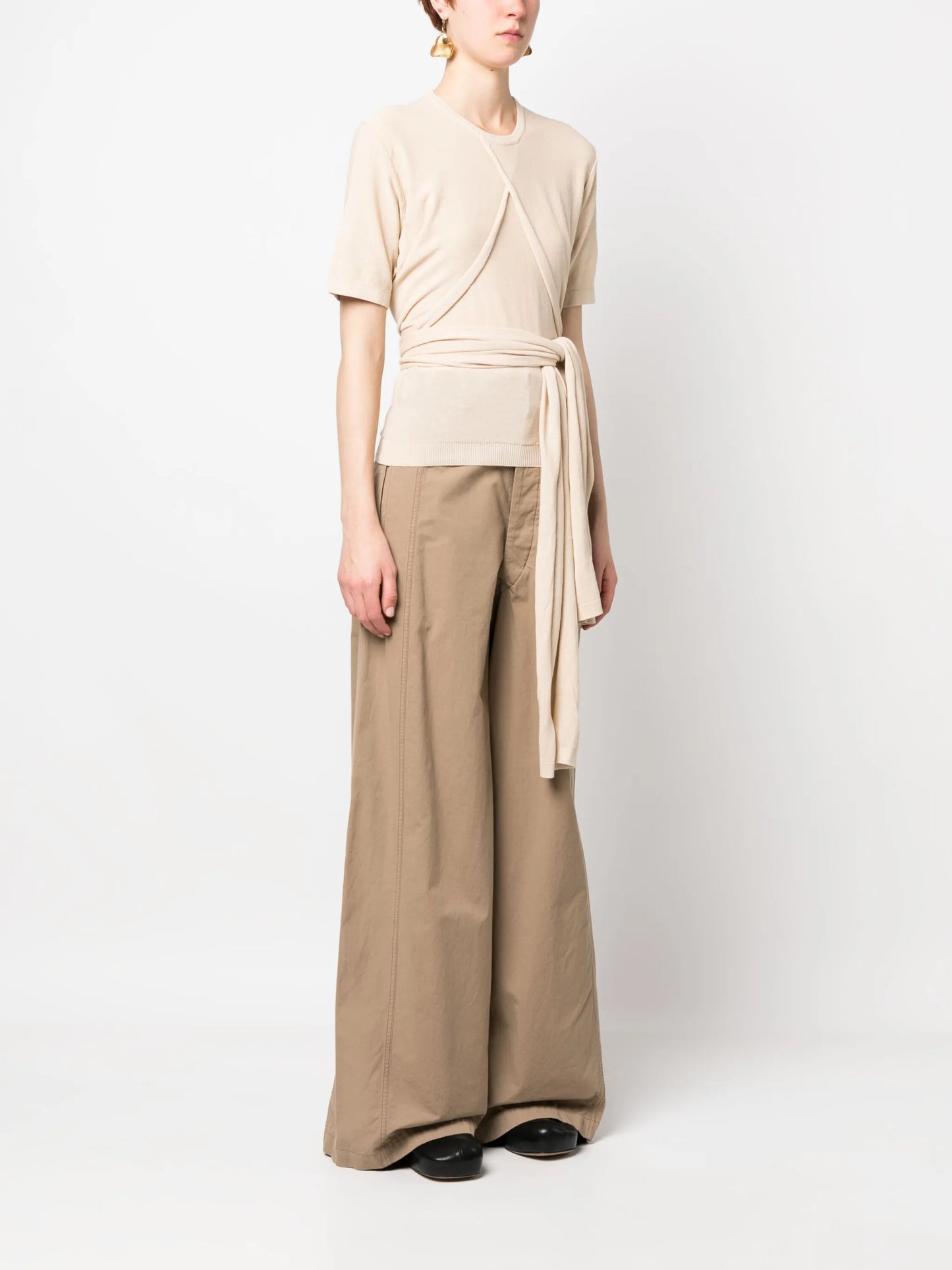 tie-waist knit top