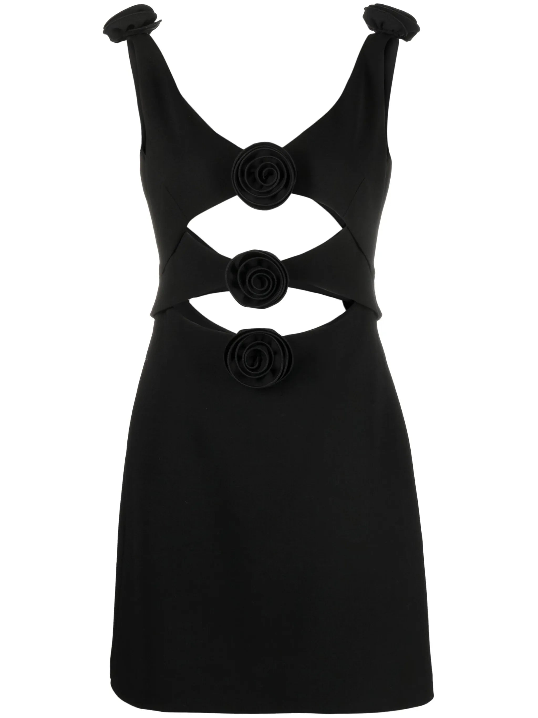 floral-appliqué cut-out minidress