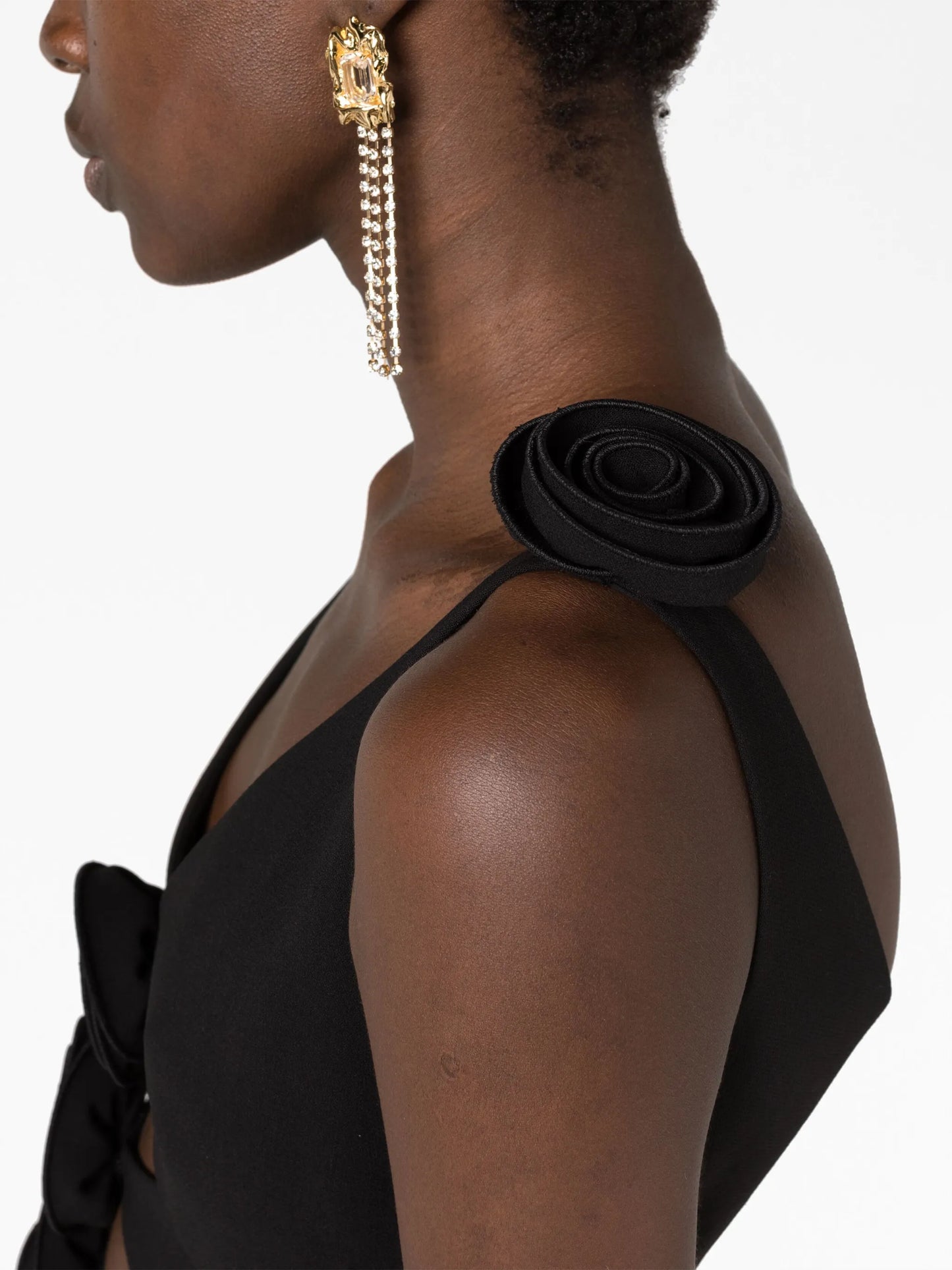 floral-appliqué cut-out minidress