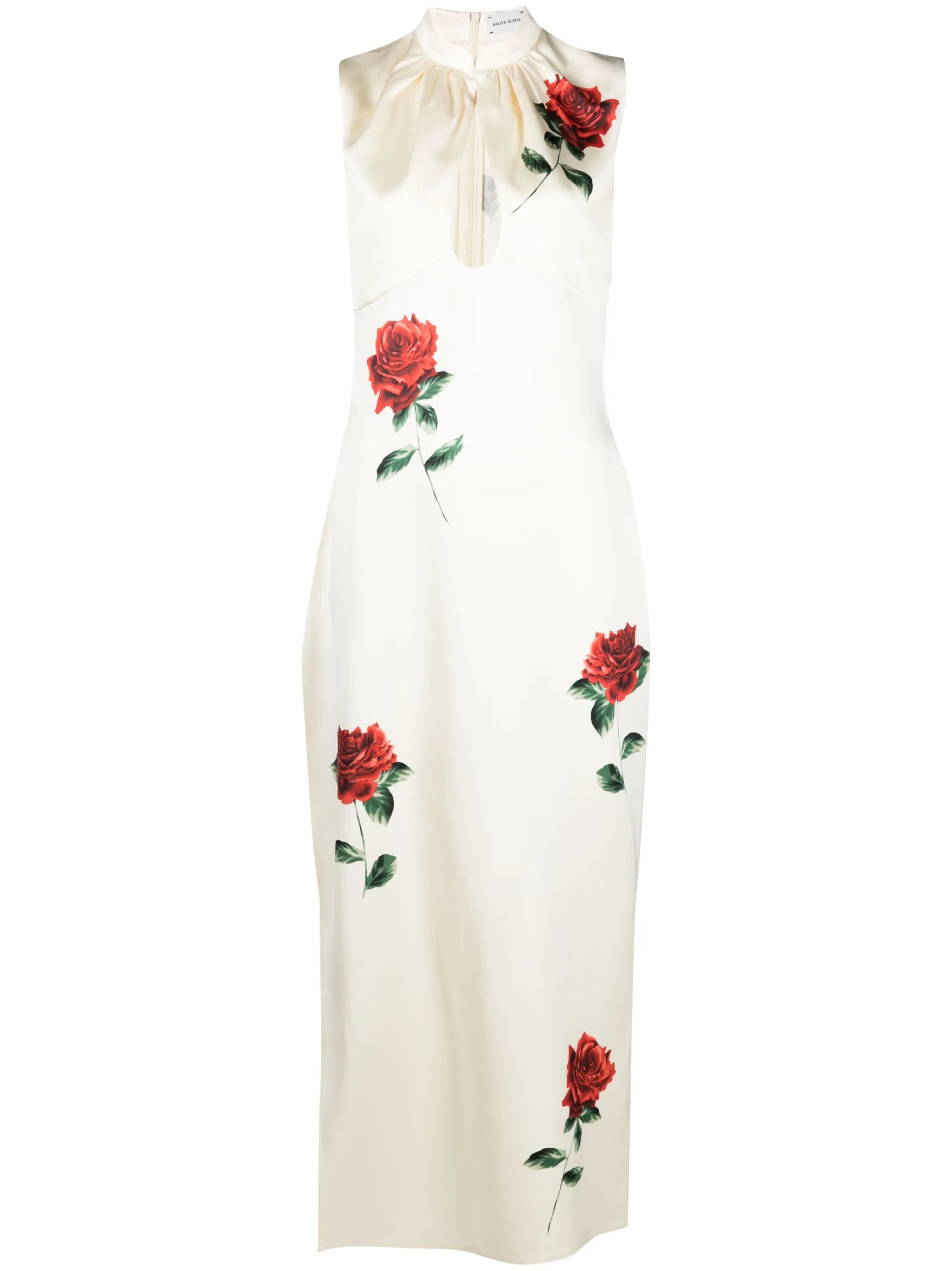 rose-print sleeveless maxi dress