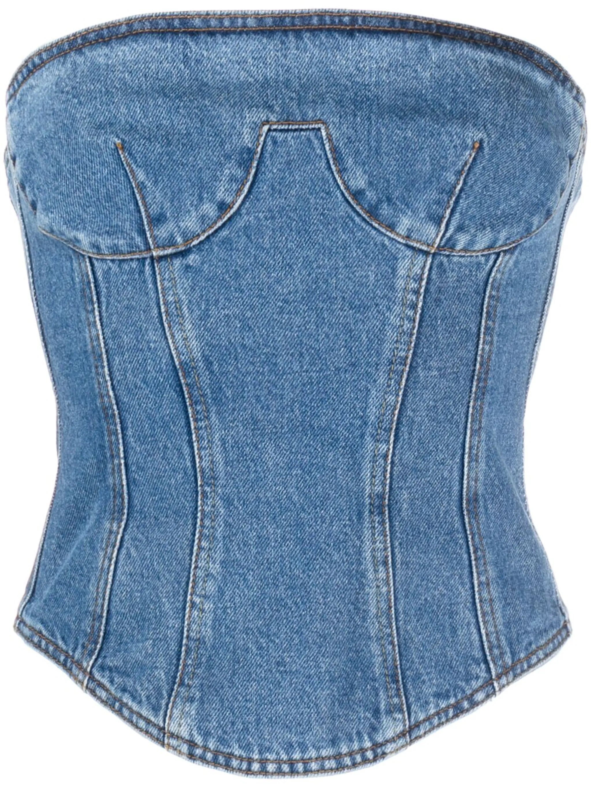 strapless denim corset top