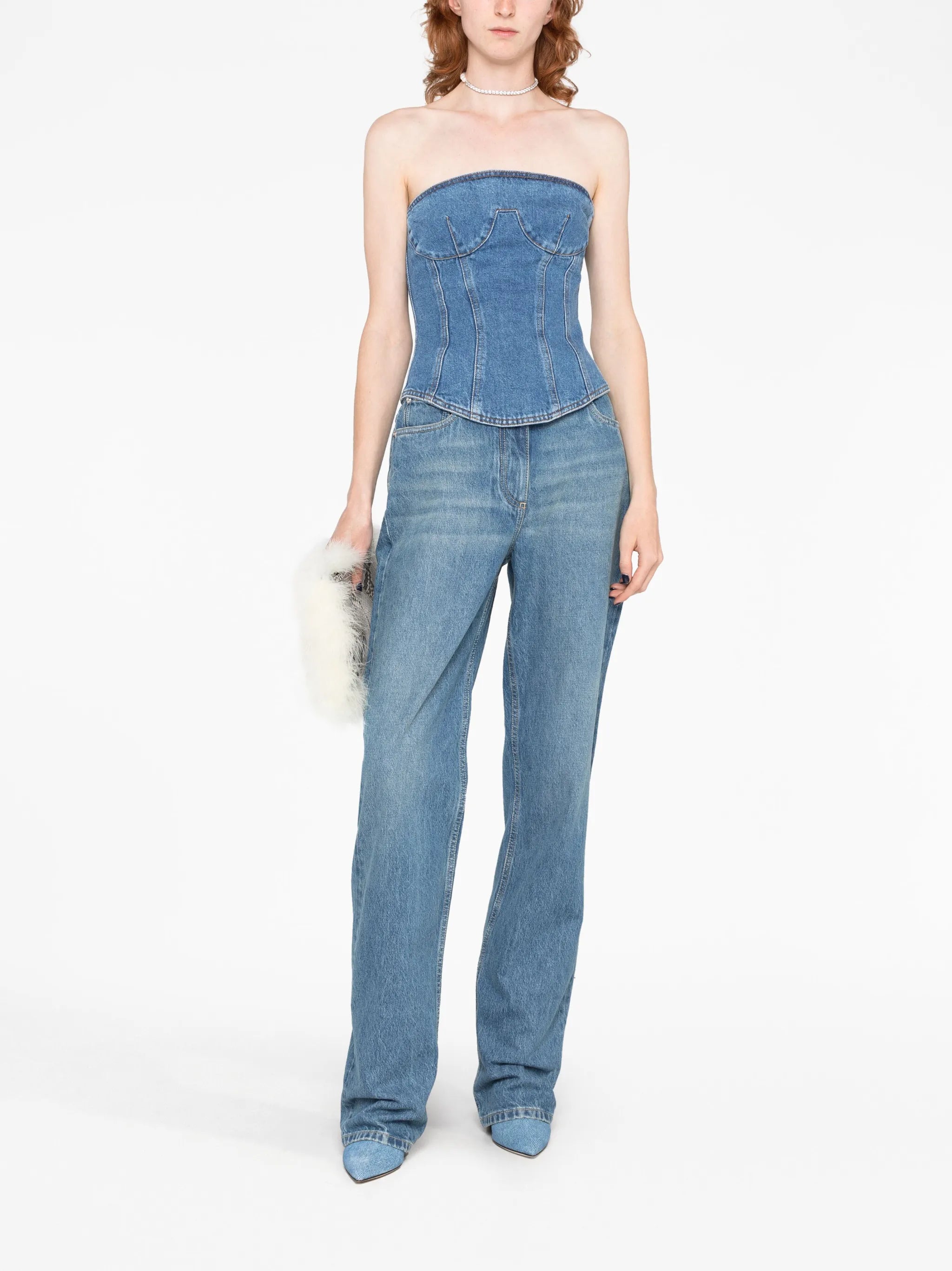 strapless denim corset top