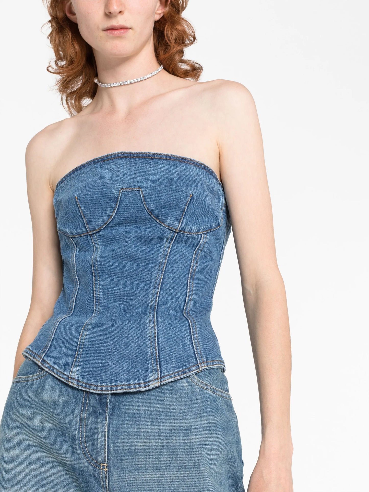 strapless denim corset top