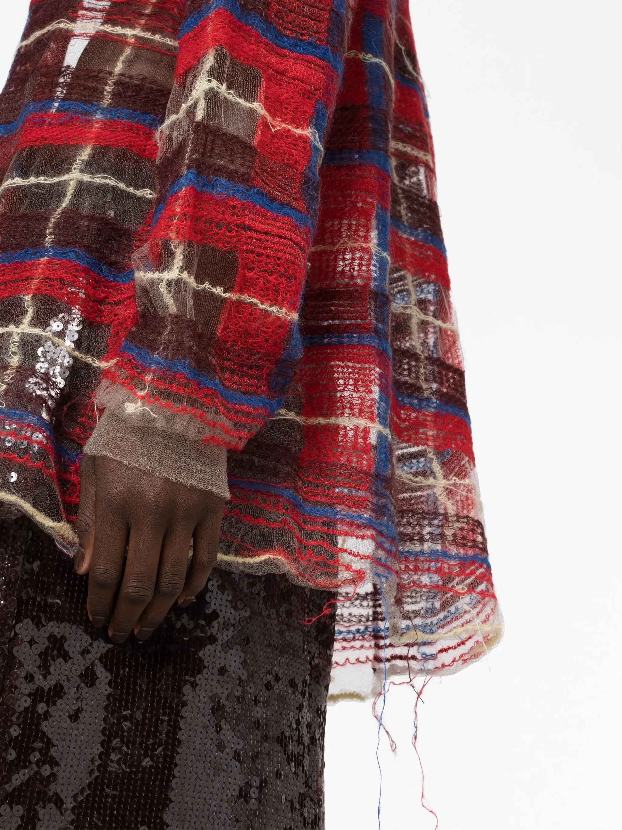 distressed plaid-check print cardigan