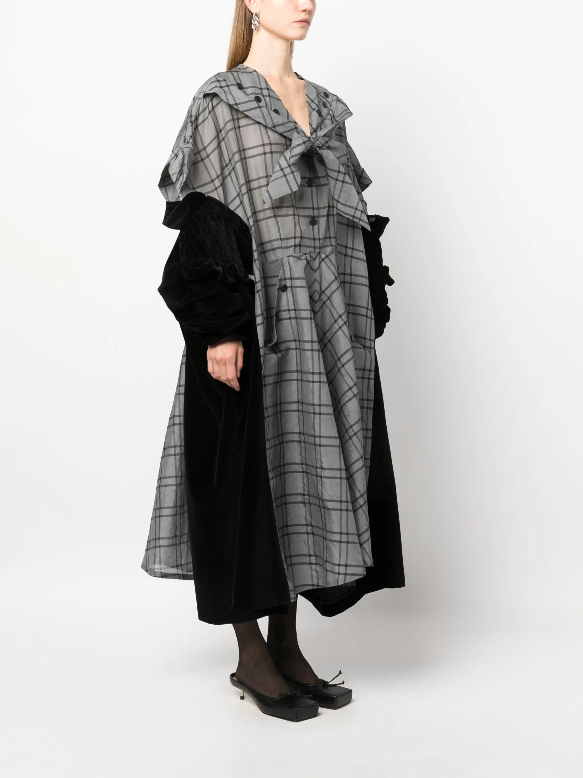 Spliced checked midi dress