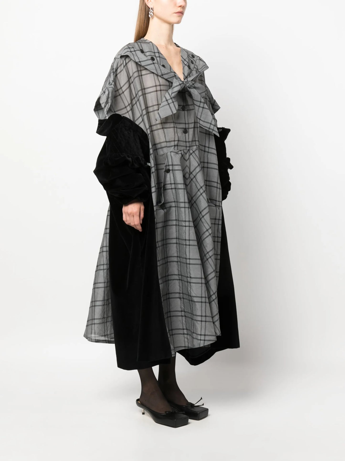 Spliced checked midi dress