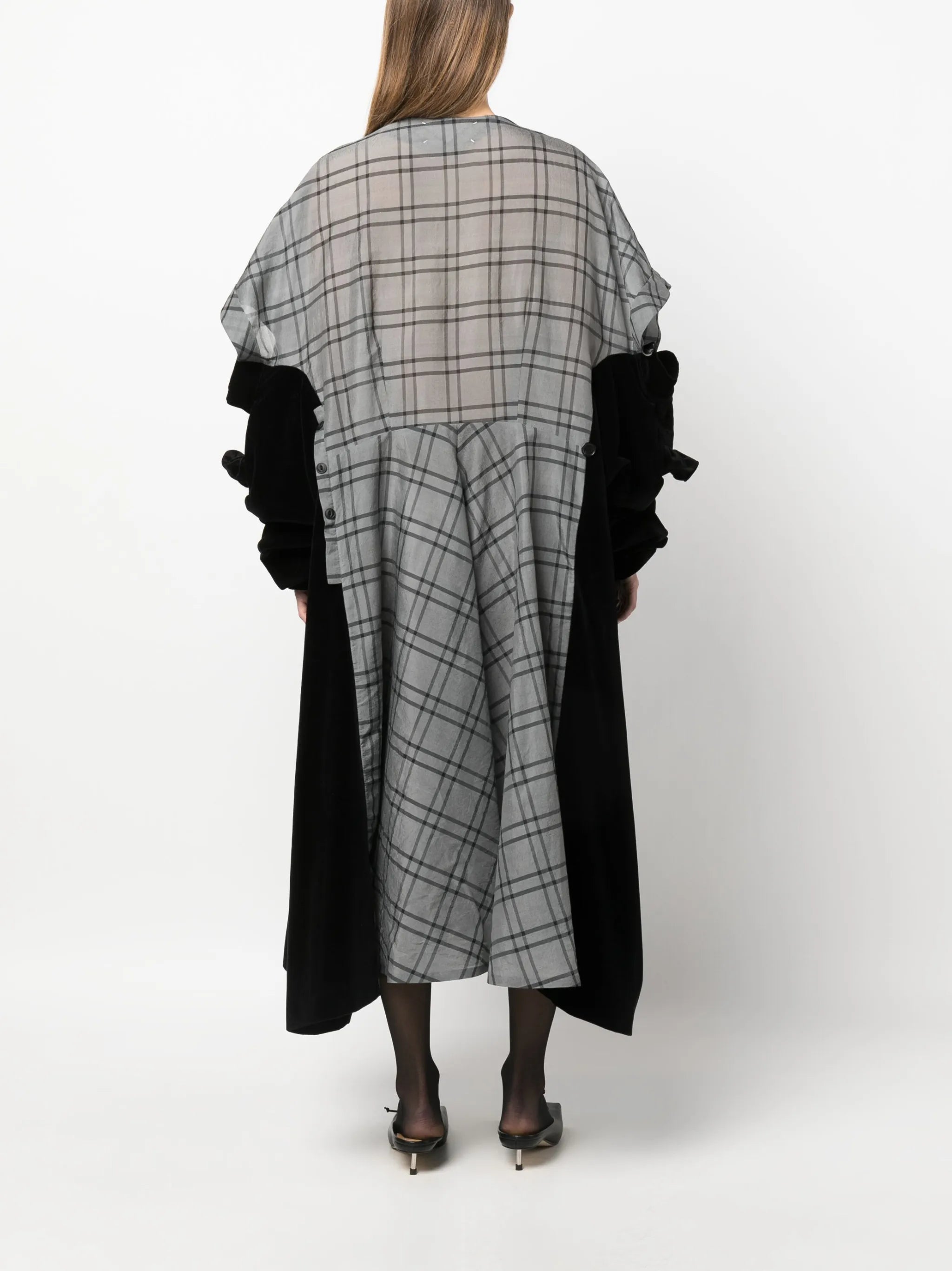 Spliced checked midi dress