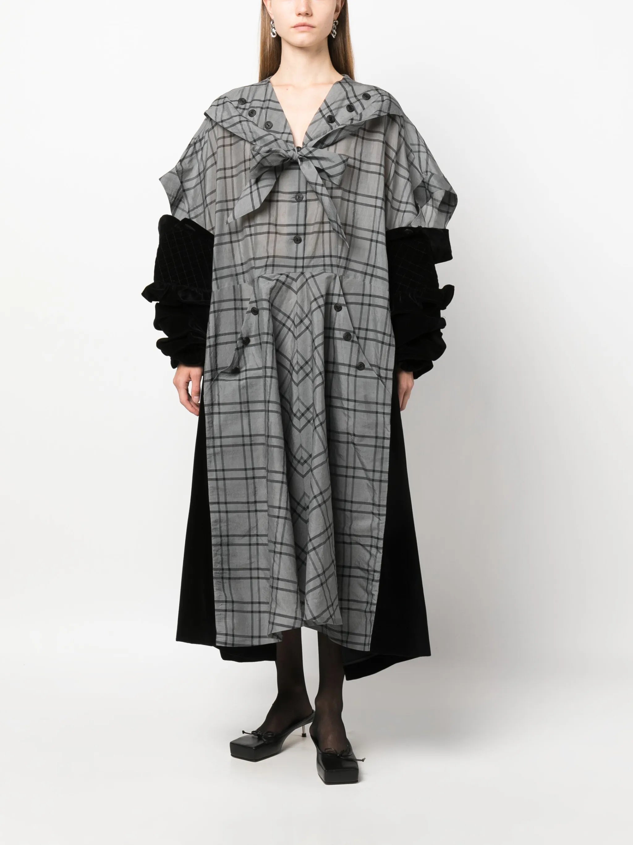 Spliced checked midi dress