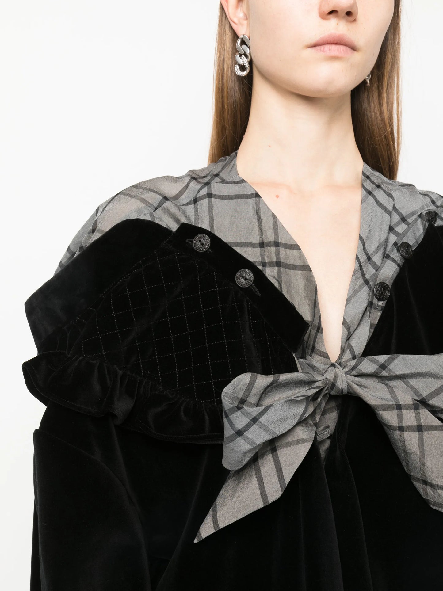 Spliced checked midi dress