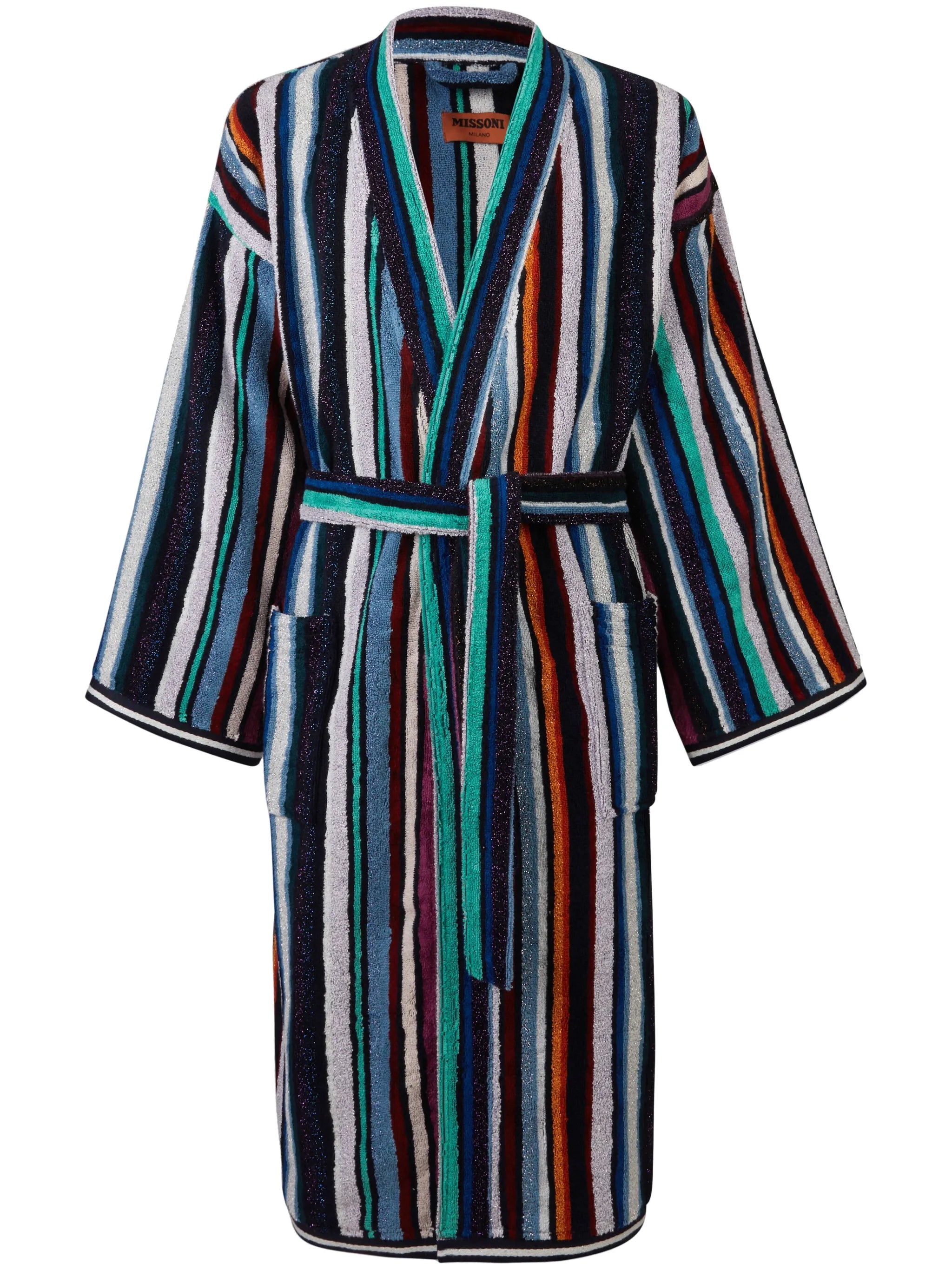 stripe-pattern cotton bathrobe
