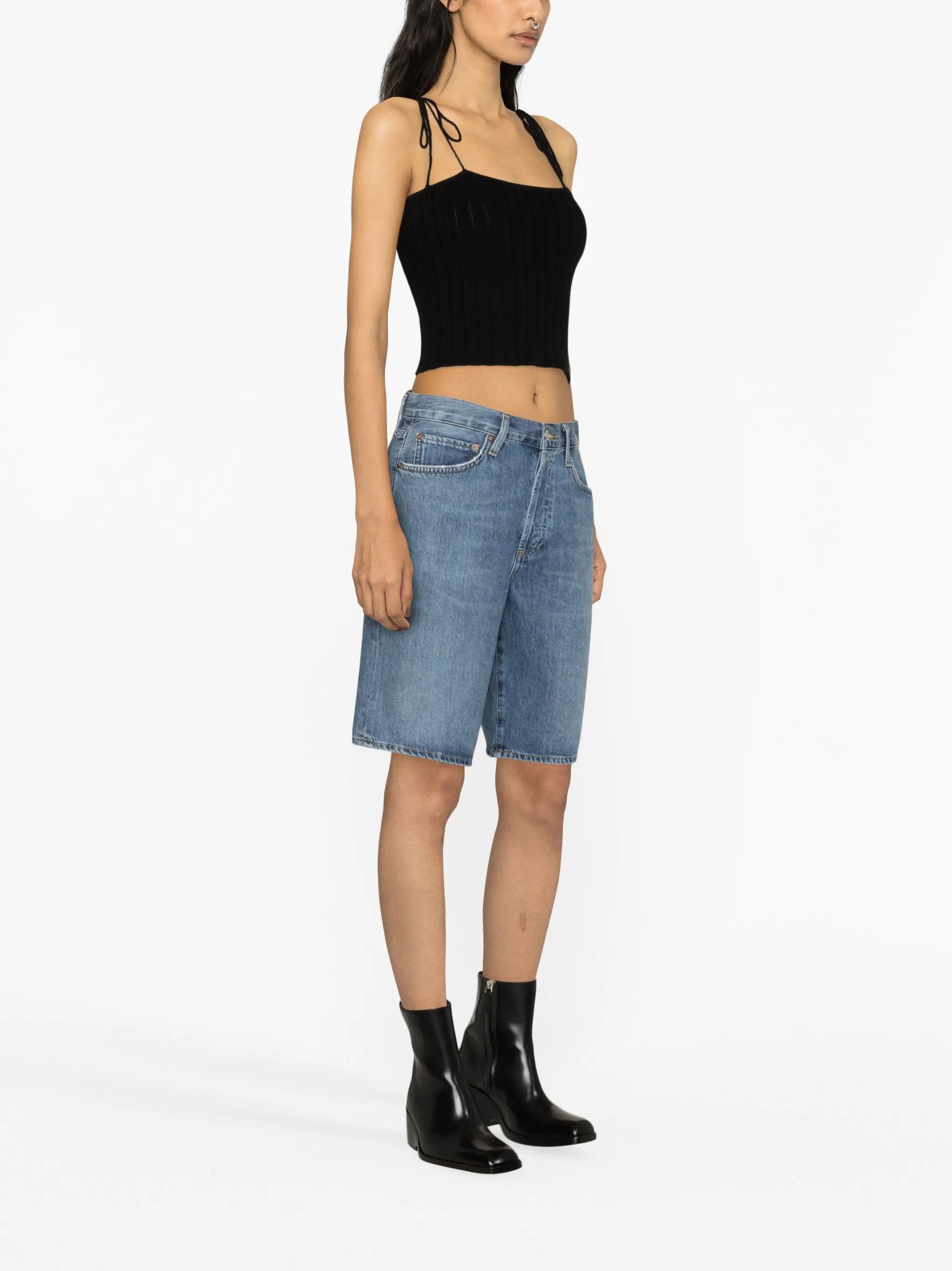 low-rise denim shorts