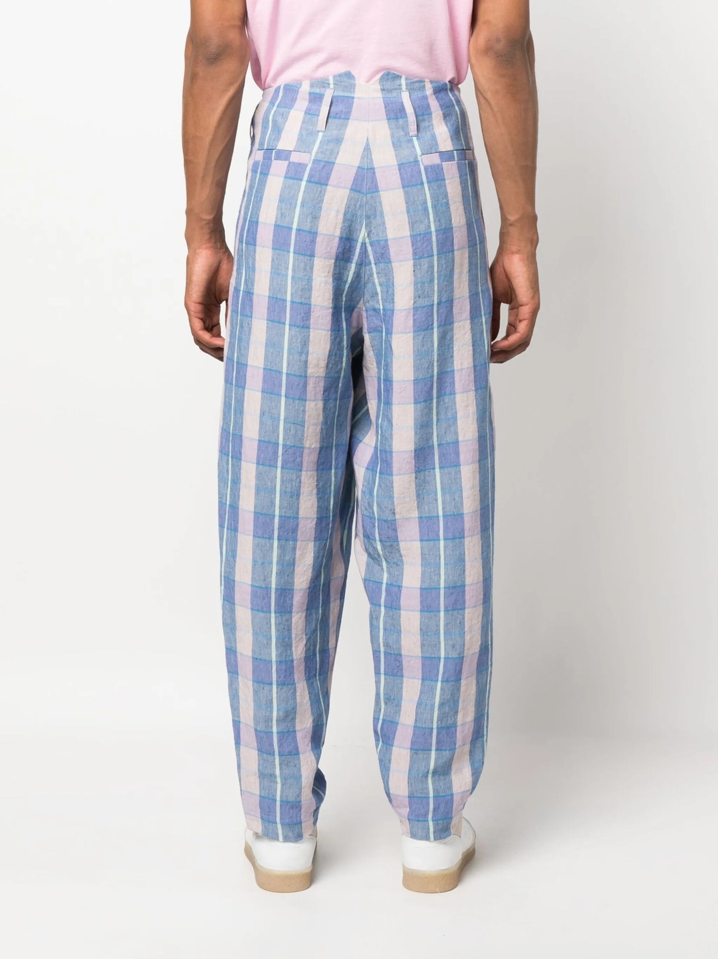relaxed-fit check-pattern trousers