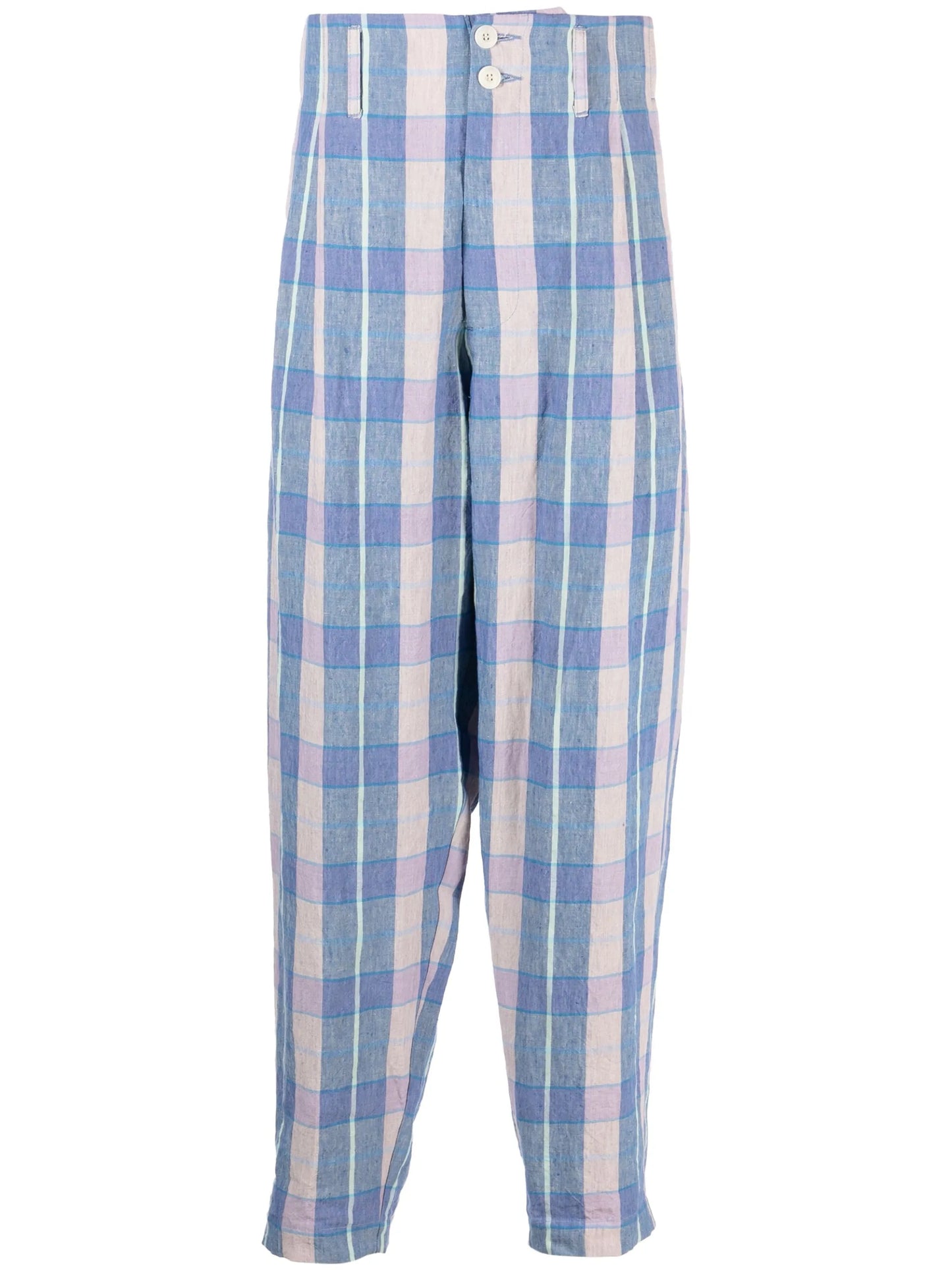 relaxed-fit check-pattern trousers