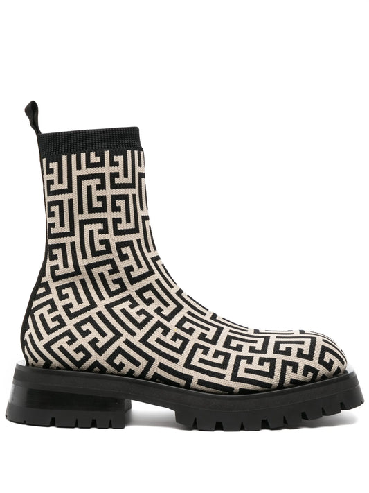 monogram-pattern ankle boots