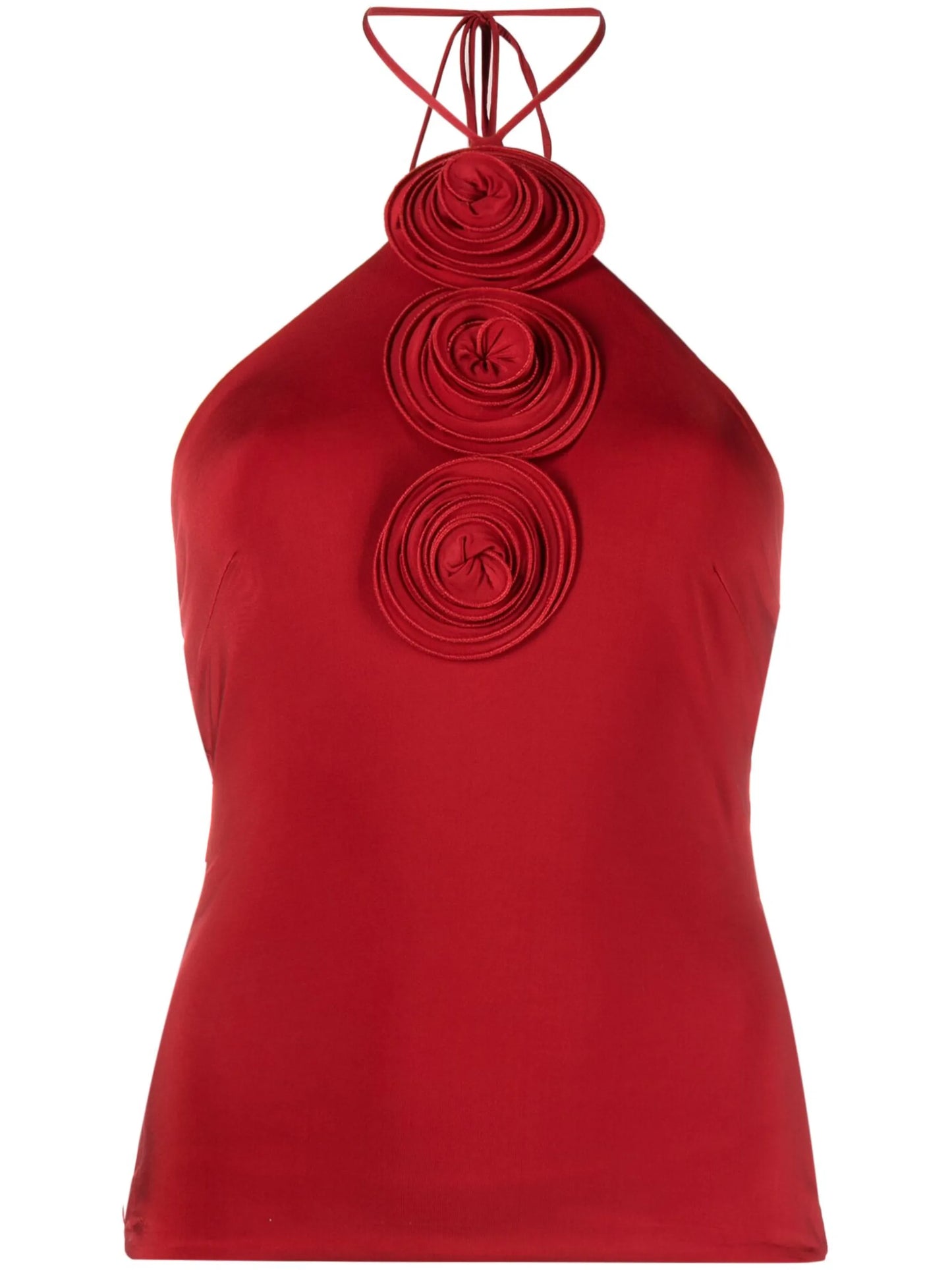 floral-appliqué halterneck top