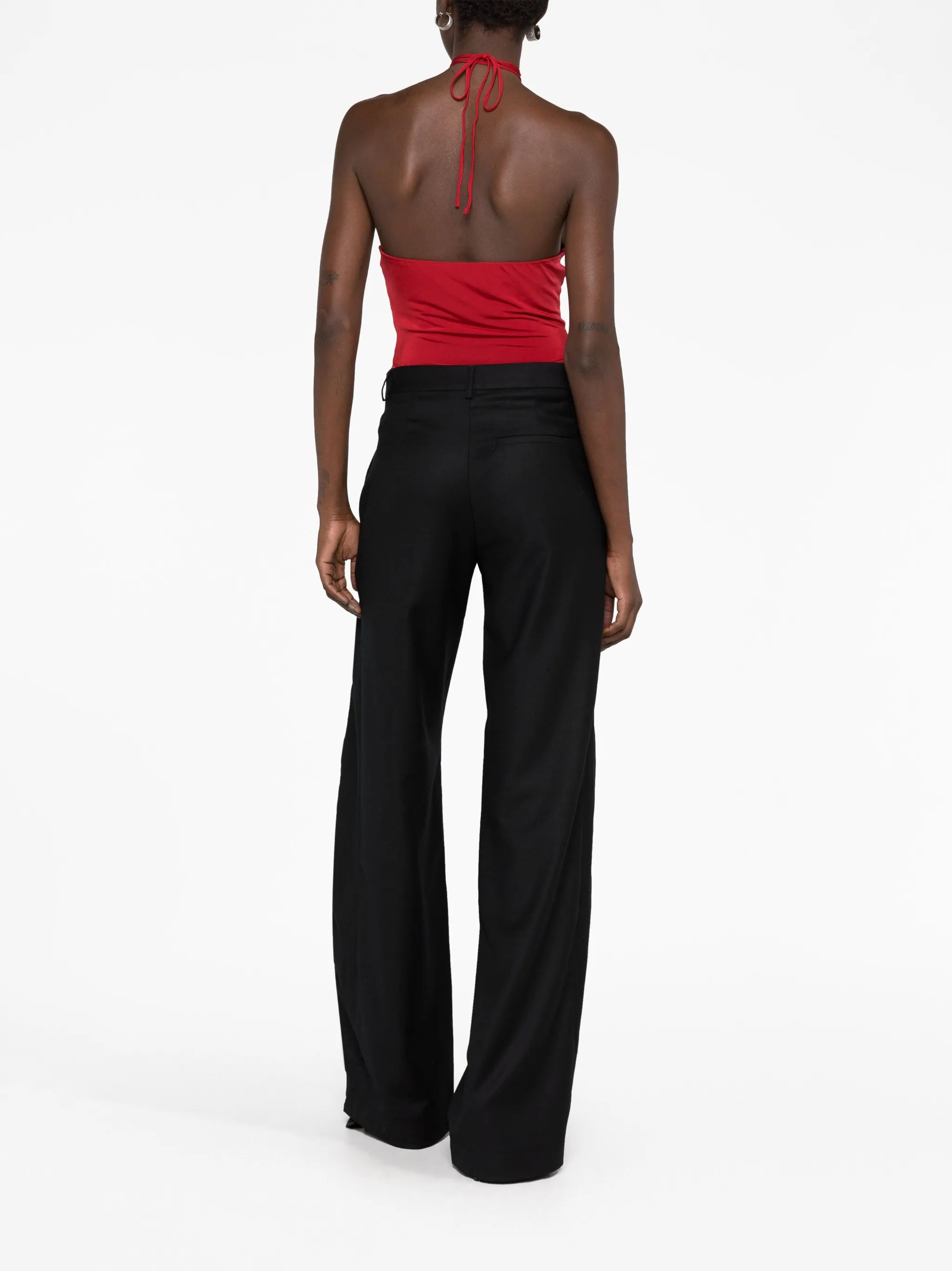 floral-appliqué halterneck top