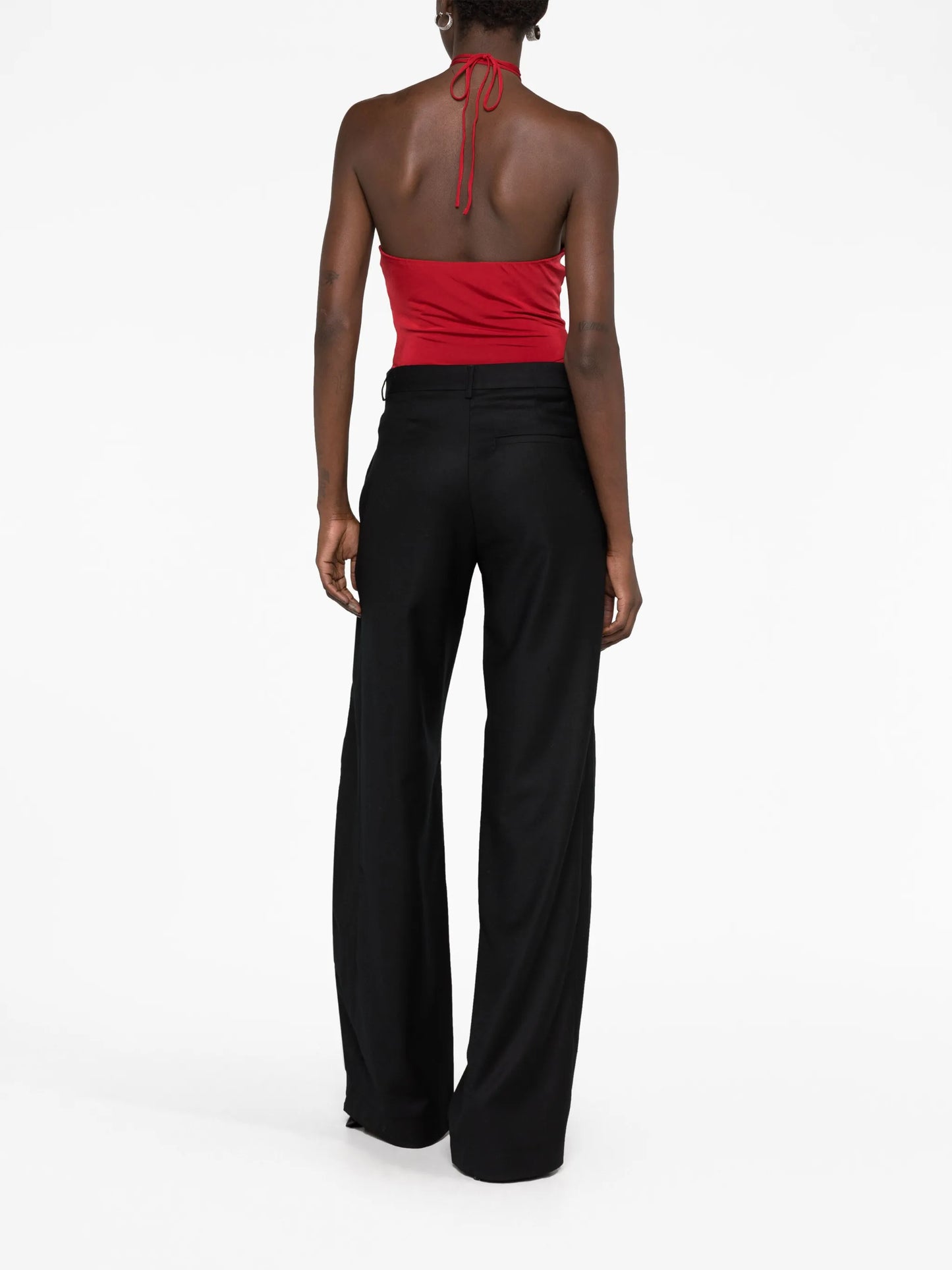 floral-appliqué halterneck top