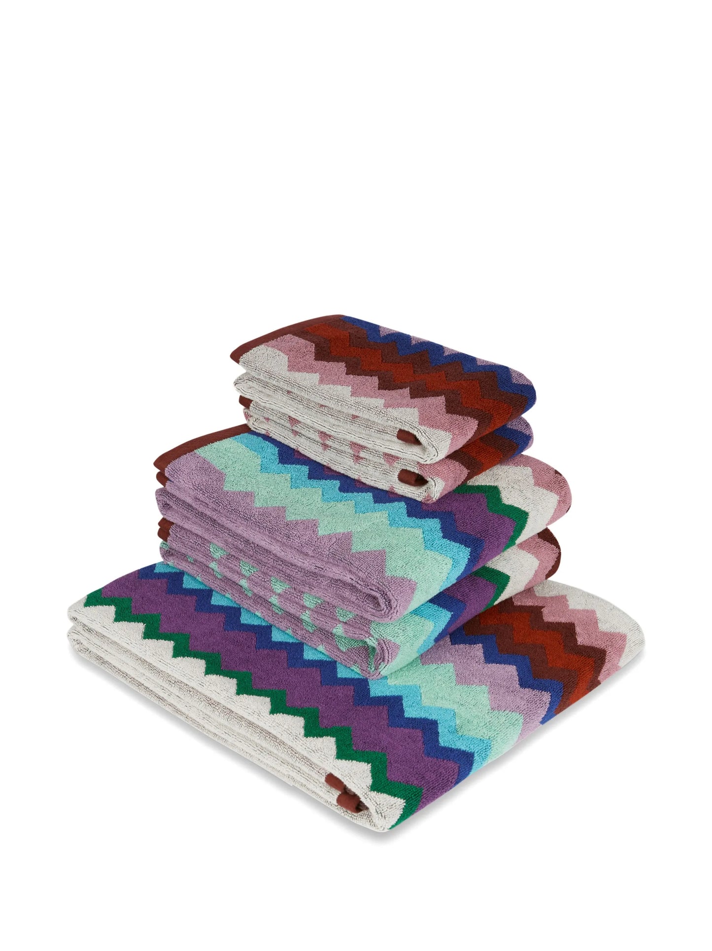 zigzag-pattern bath towels (set of five)