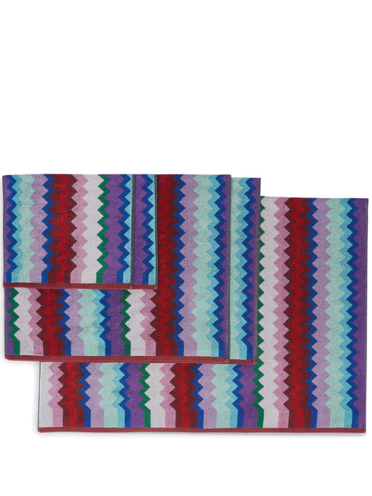 zigzag-pattern bath towels (set of five)