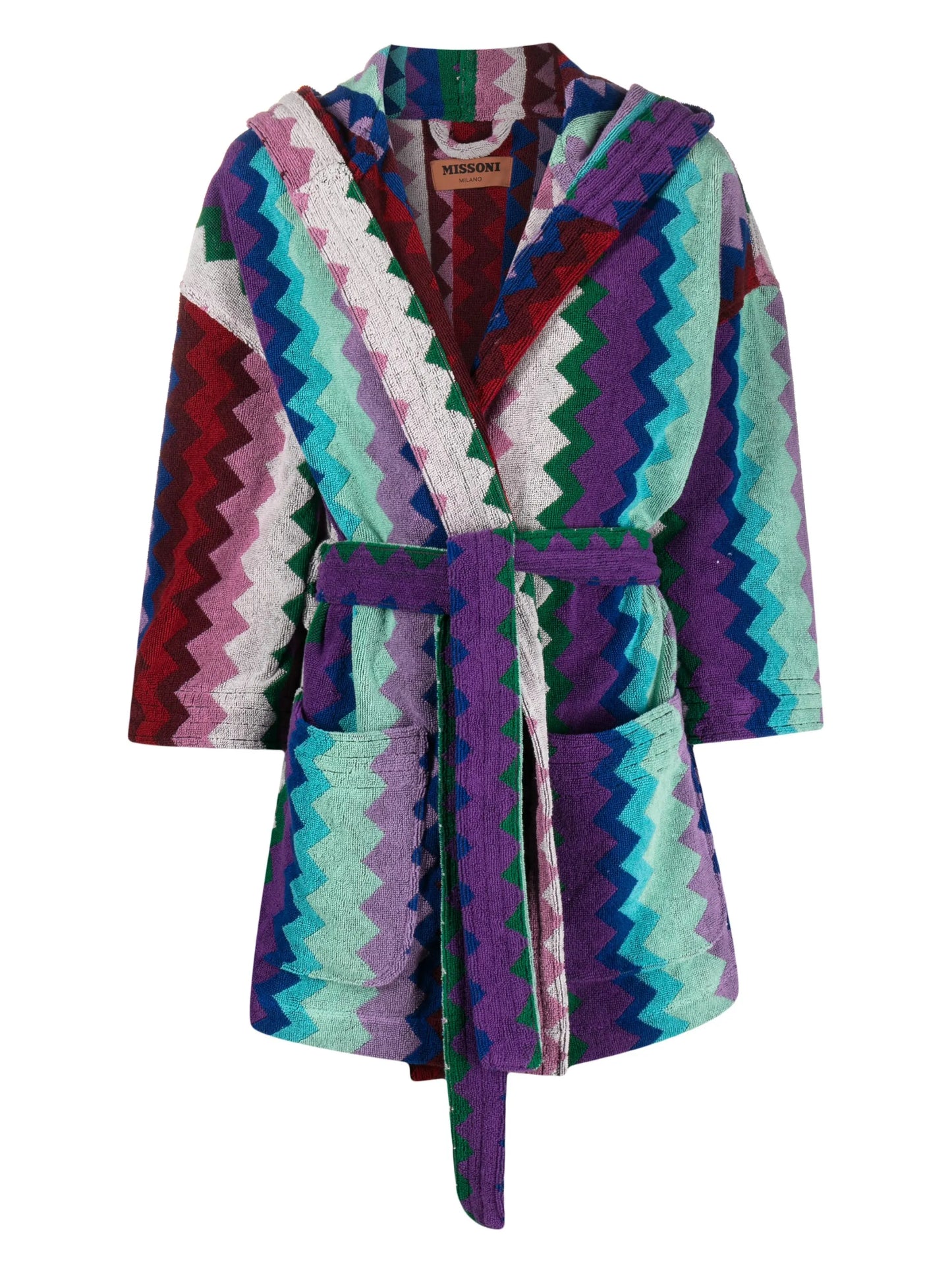 zigzag-design hooded robe