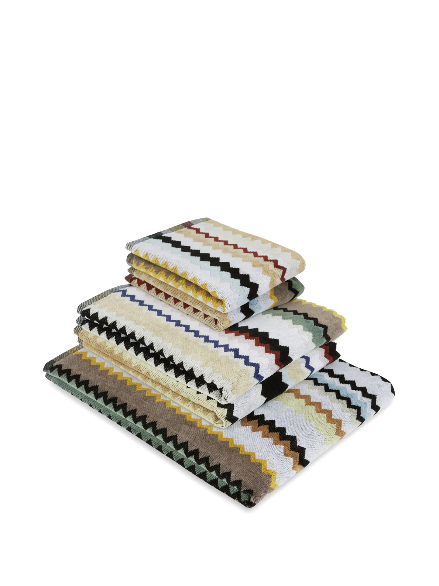 zigzag-pattern bath towels (set of five)