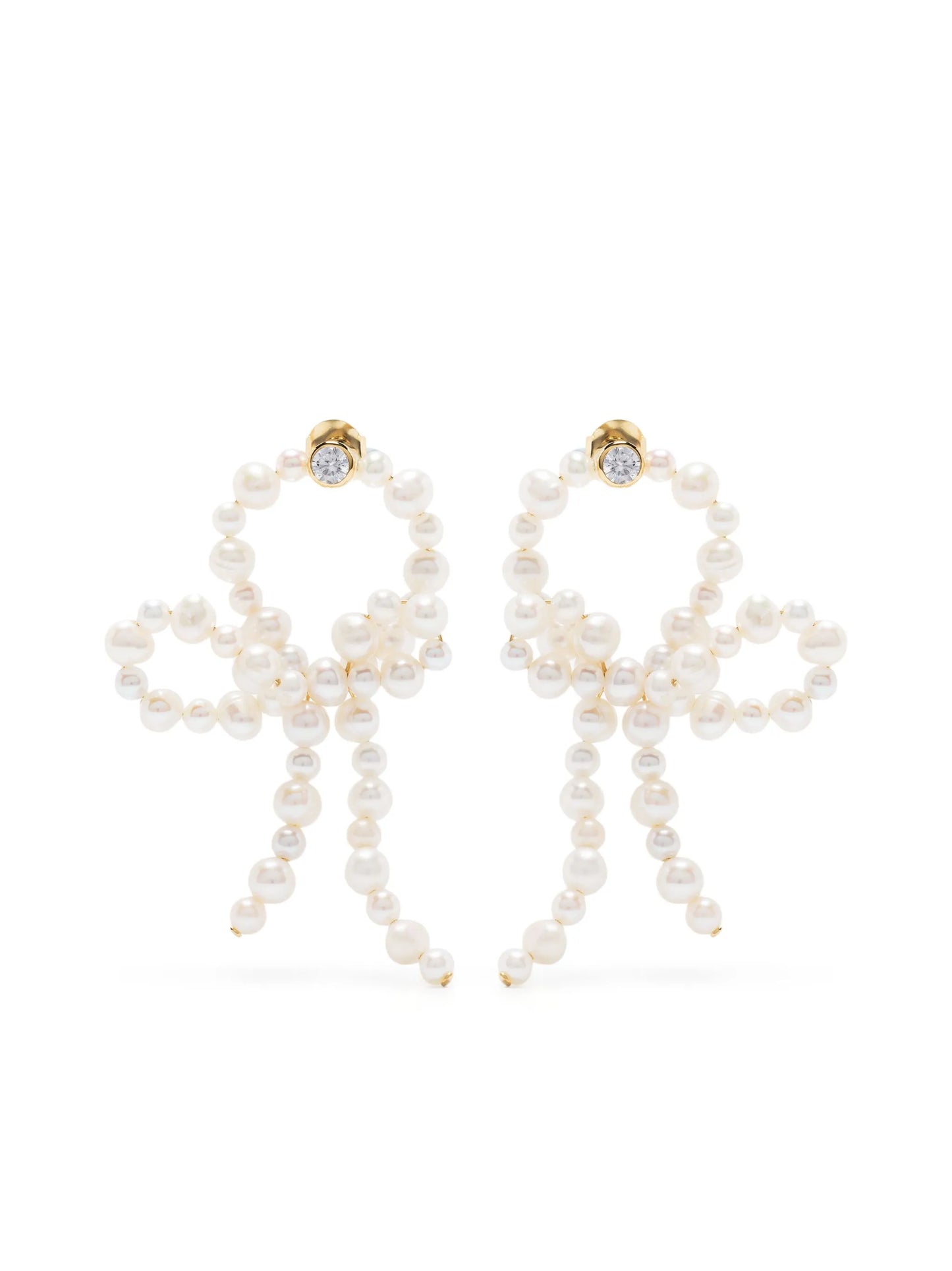 bow-detail pearl drop earrings