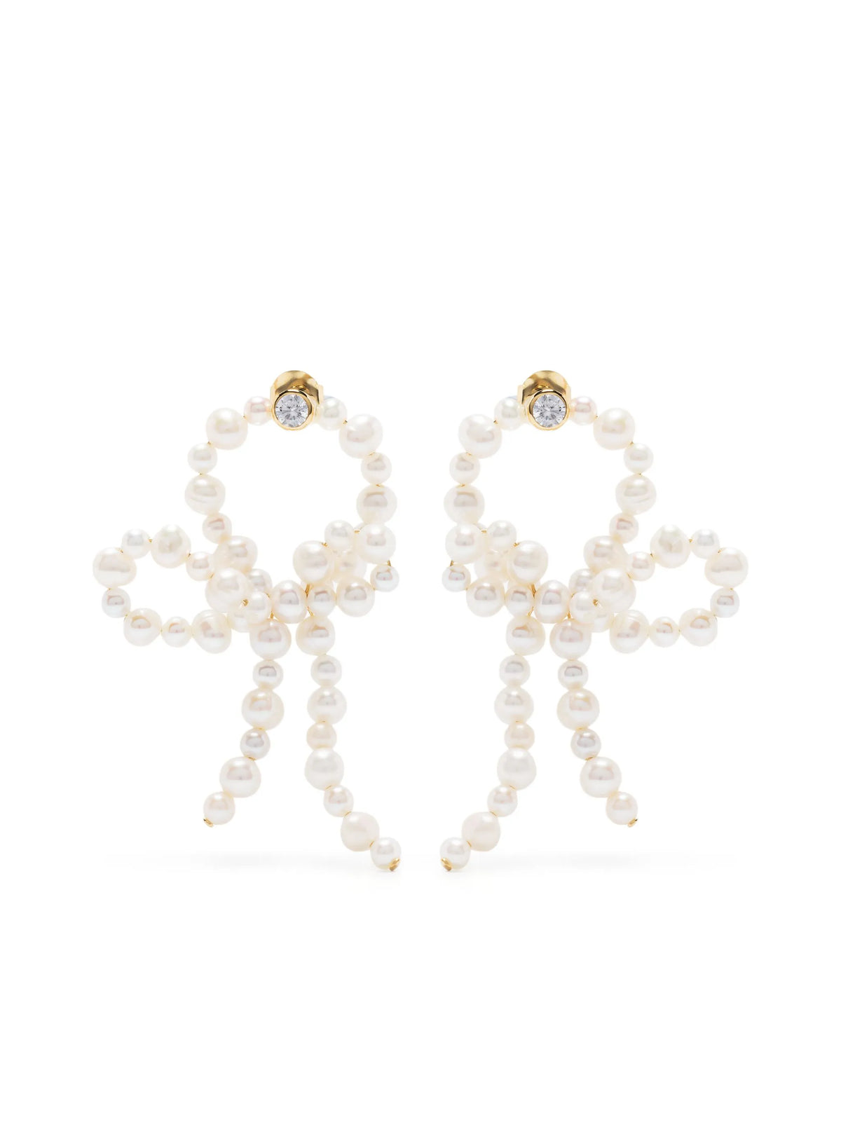bow-detail pearl drop earrings