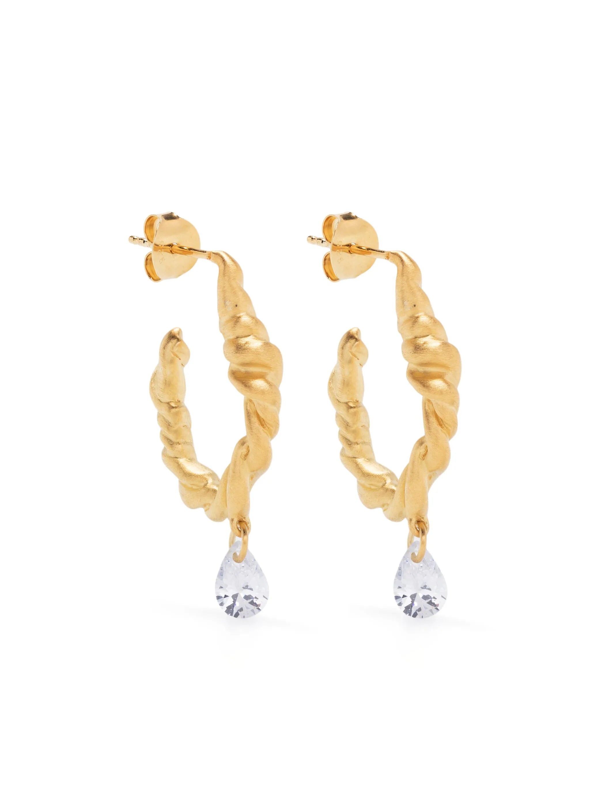 twisted-hoop crystal drop earrings