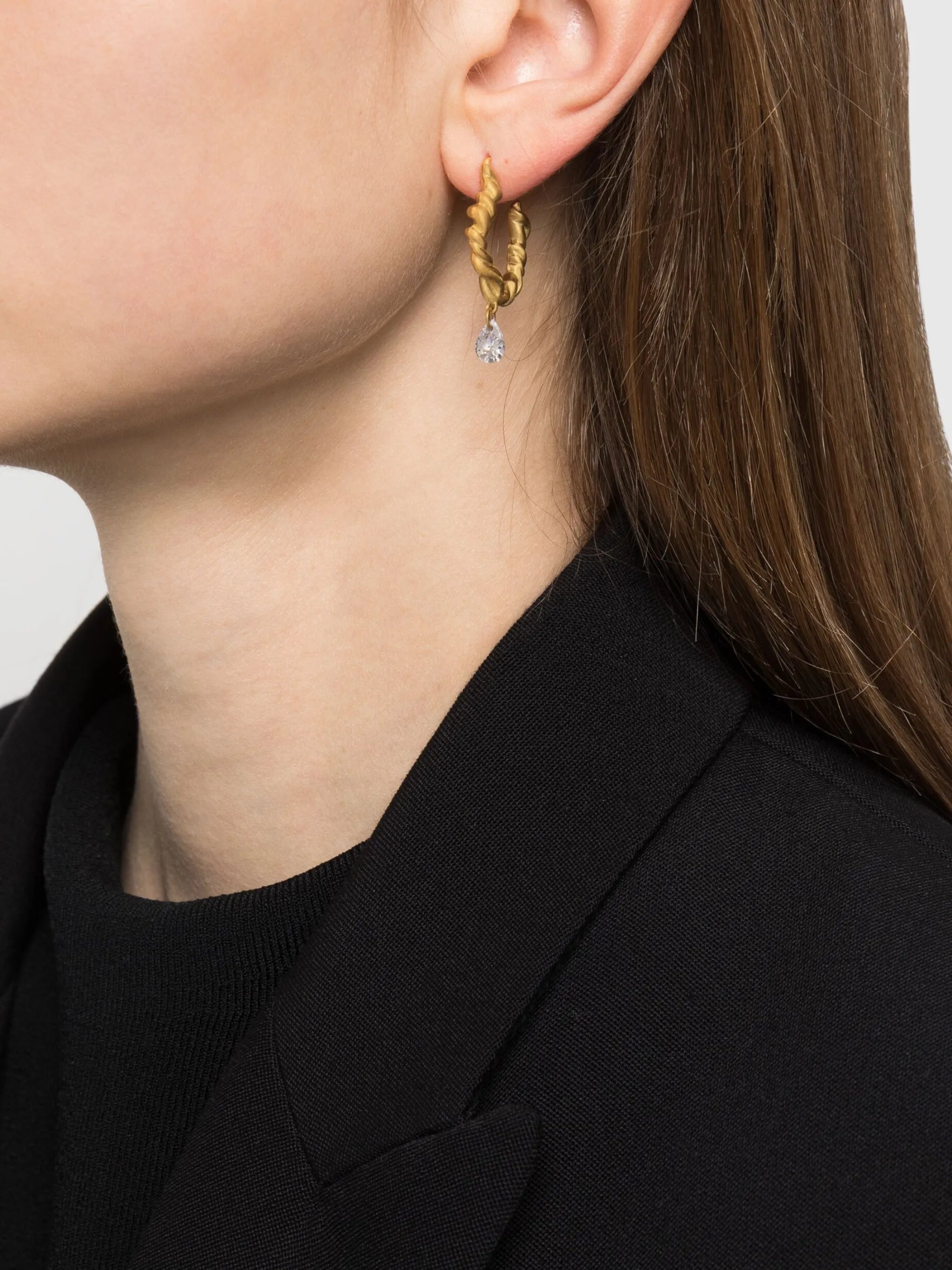 twisted-hoop crystal drop earrings