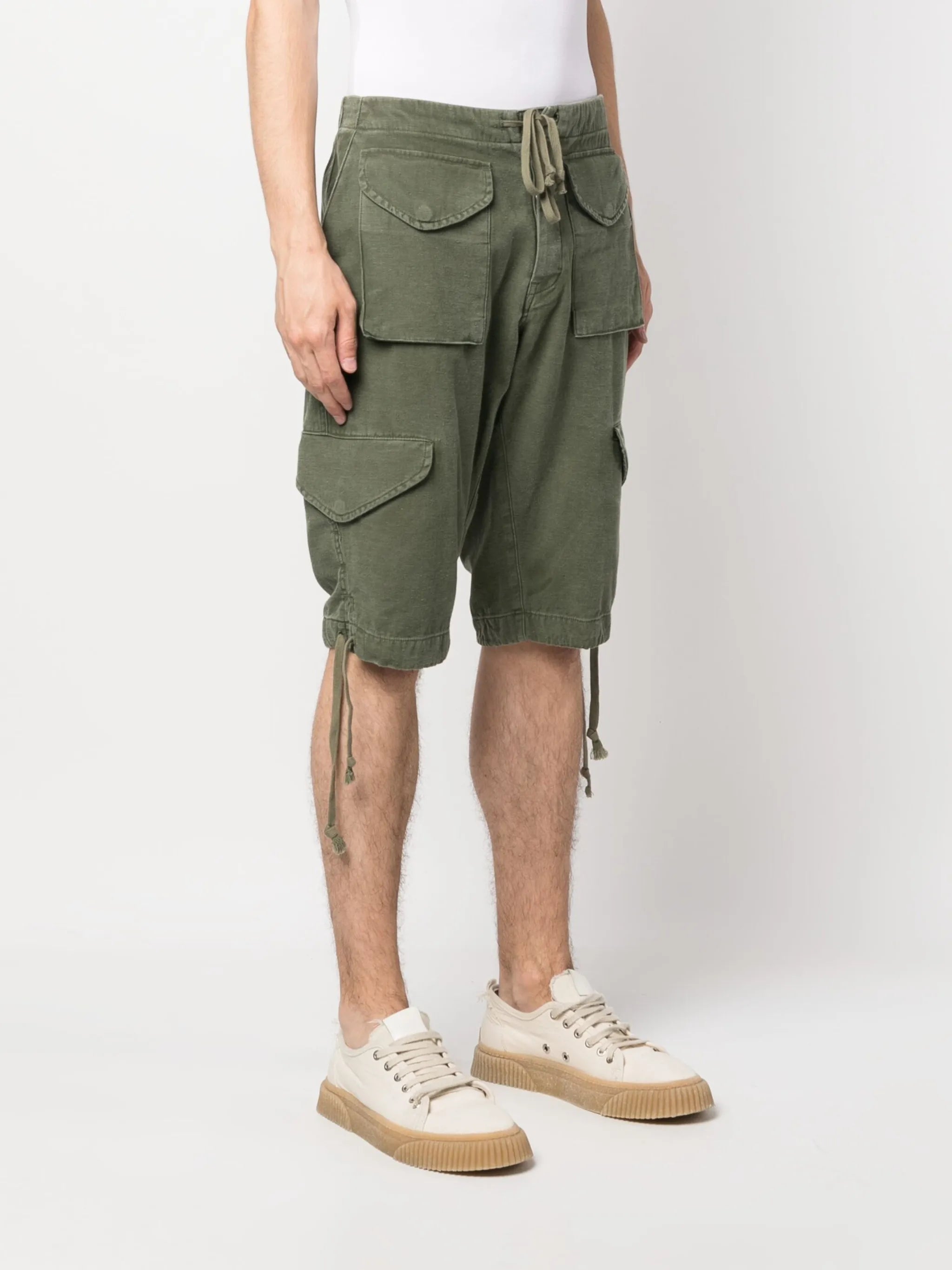 drawstring cargo cotton shorts