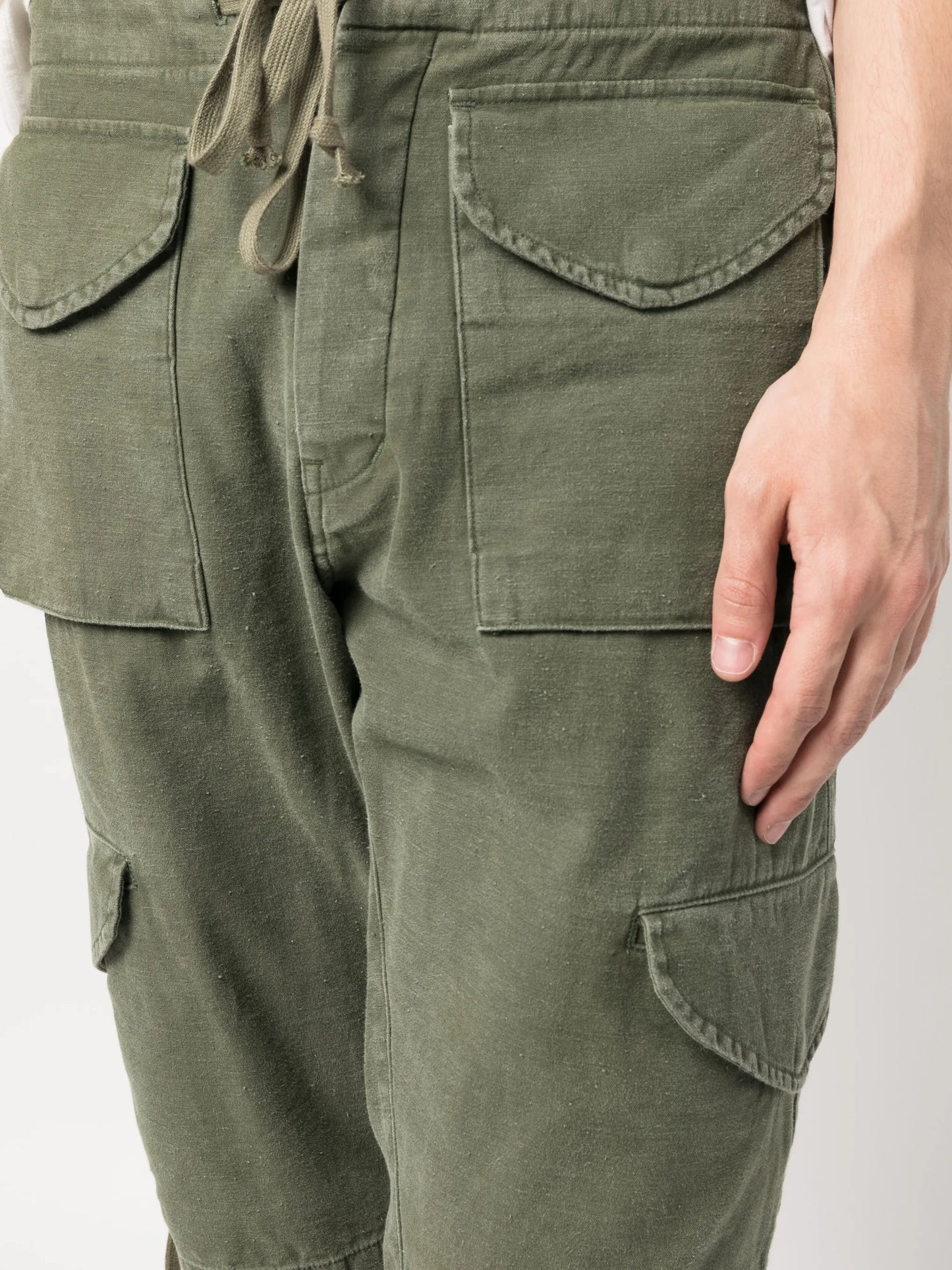 drawstring cargo cotton shorts