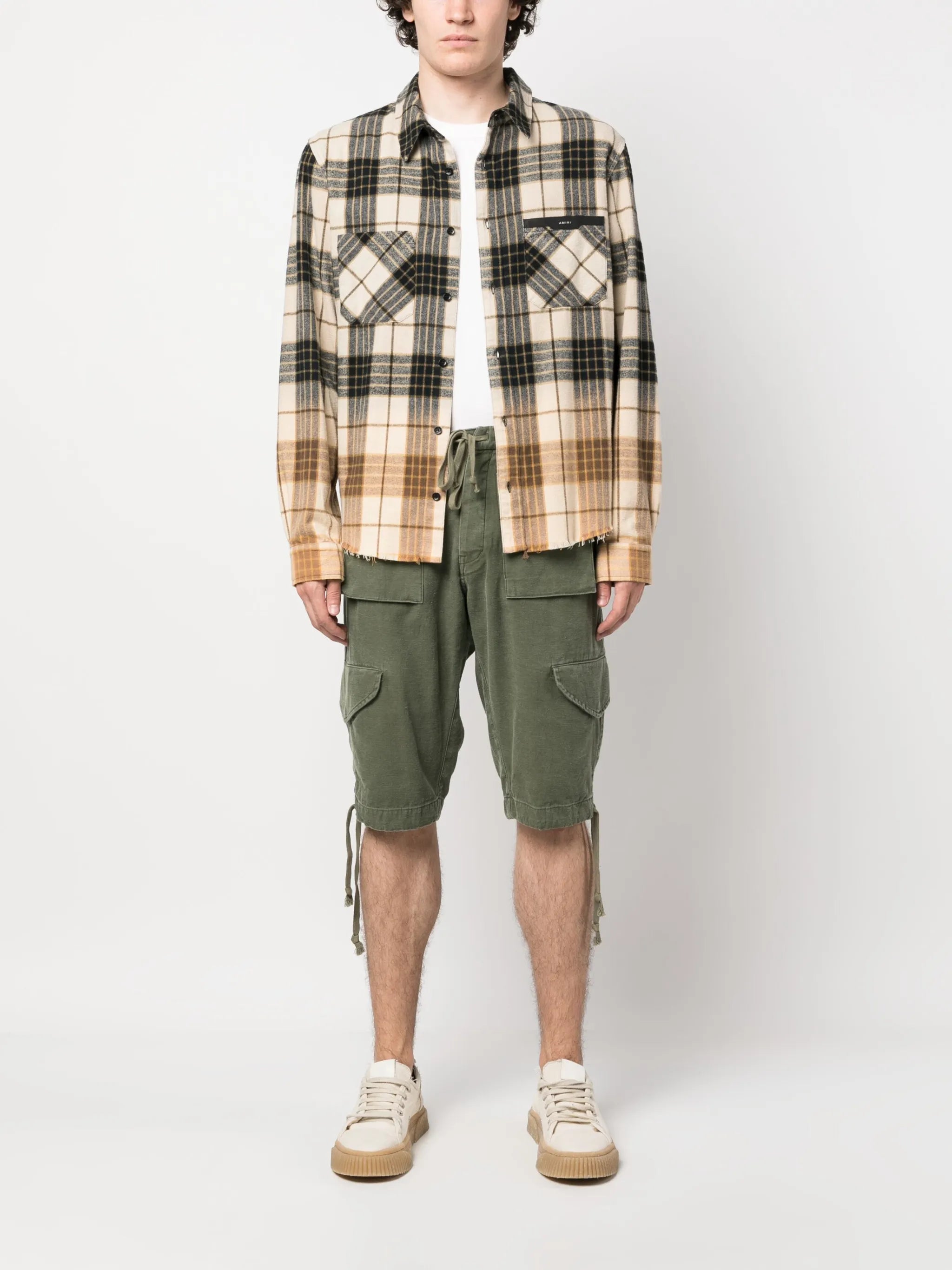 drawstring cargo cotton shorts