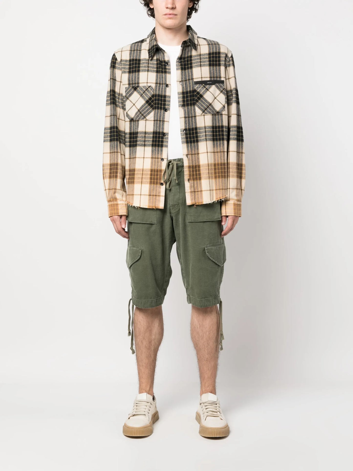 drawstring cargo cotton shorts