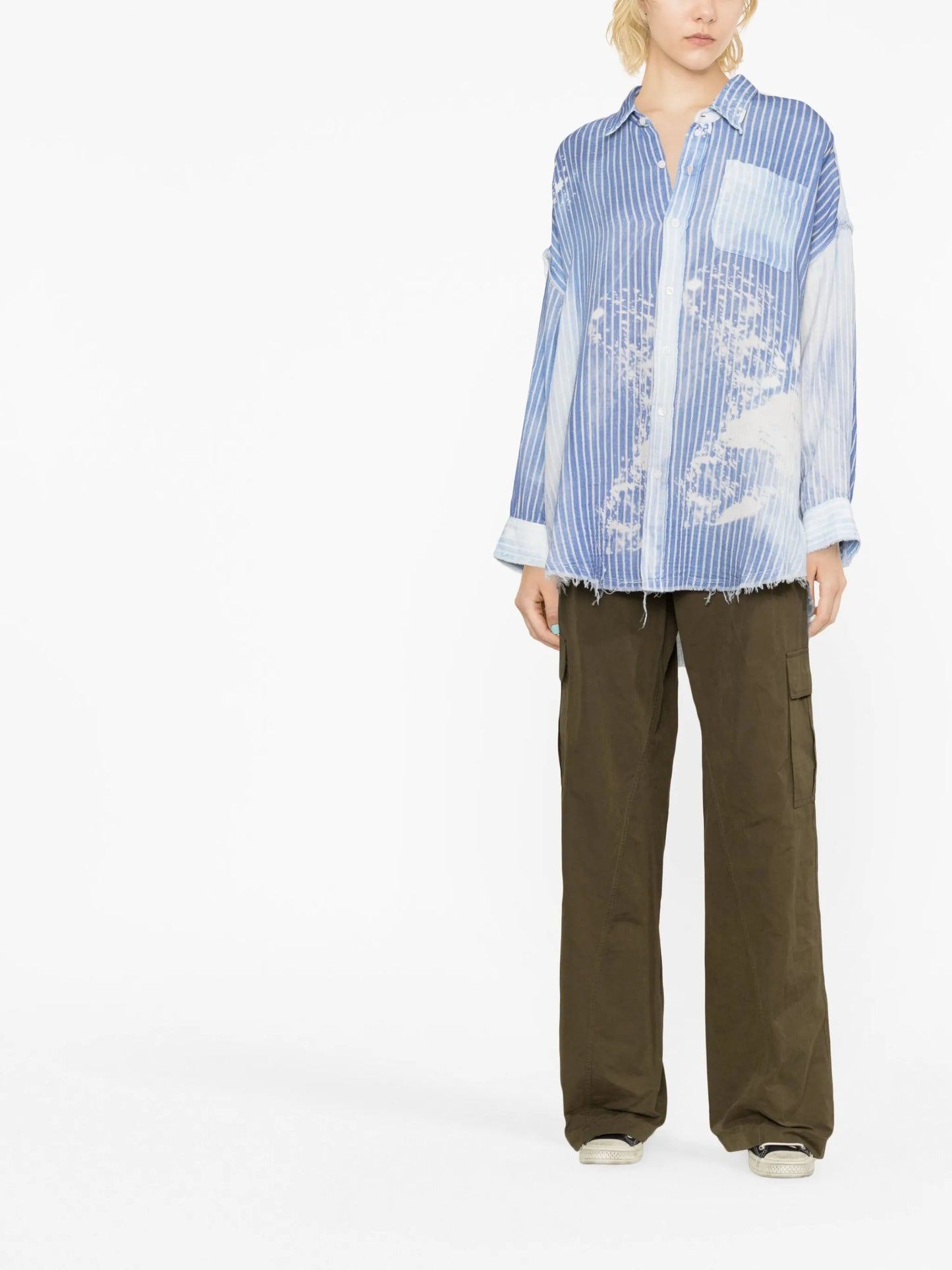 bleached pinstripe cotton shirt