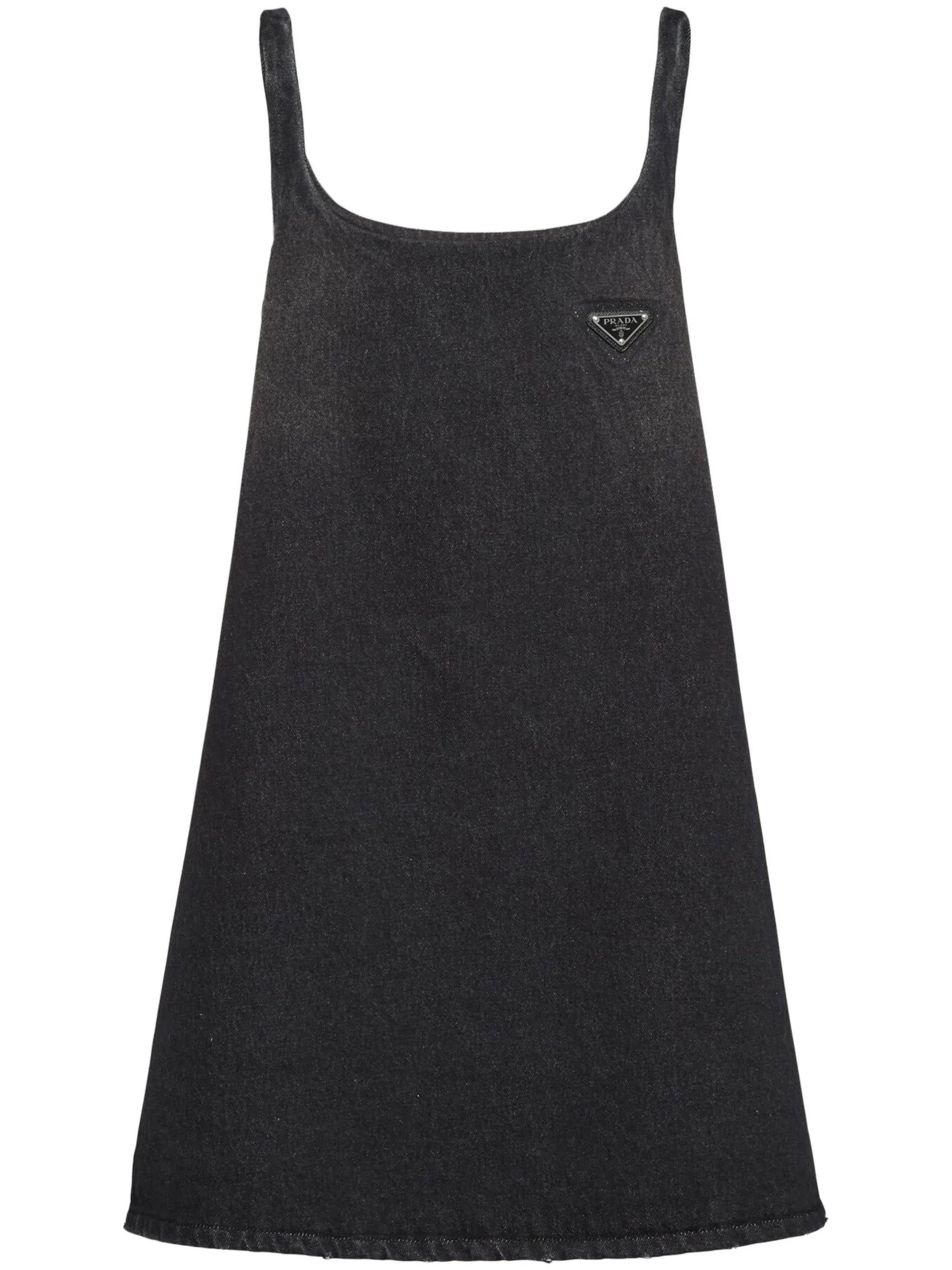 triangle logo A-line denim dress