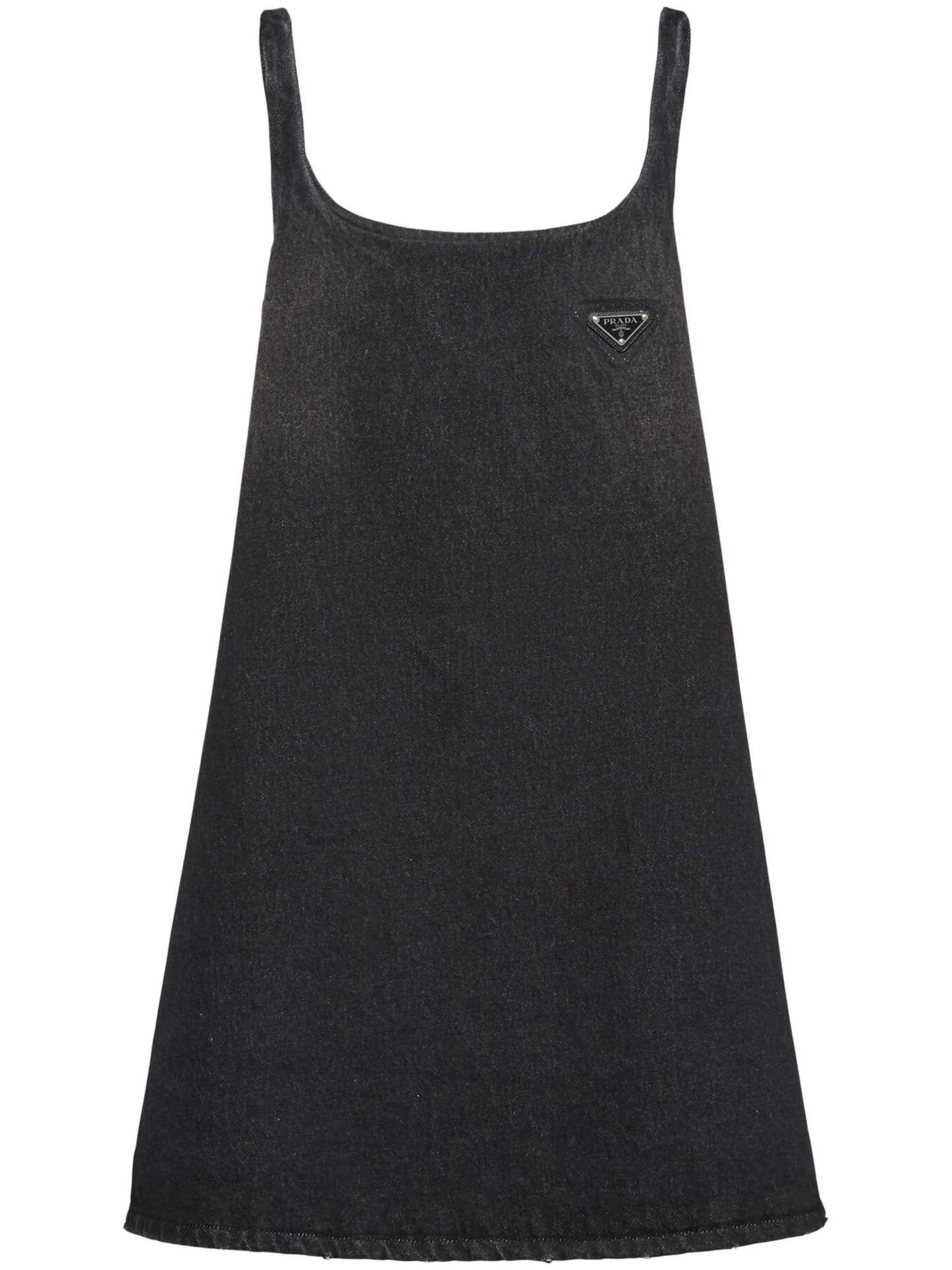 triangle logo A-line denim dress
