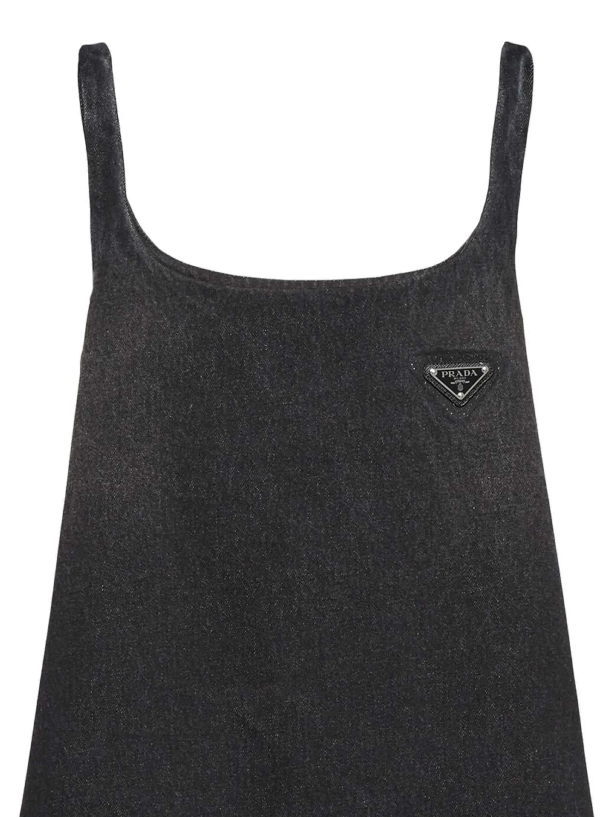 triangle logo A-line denim dress