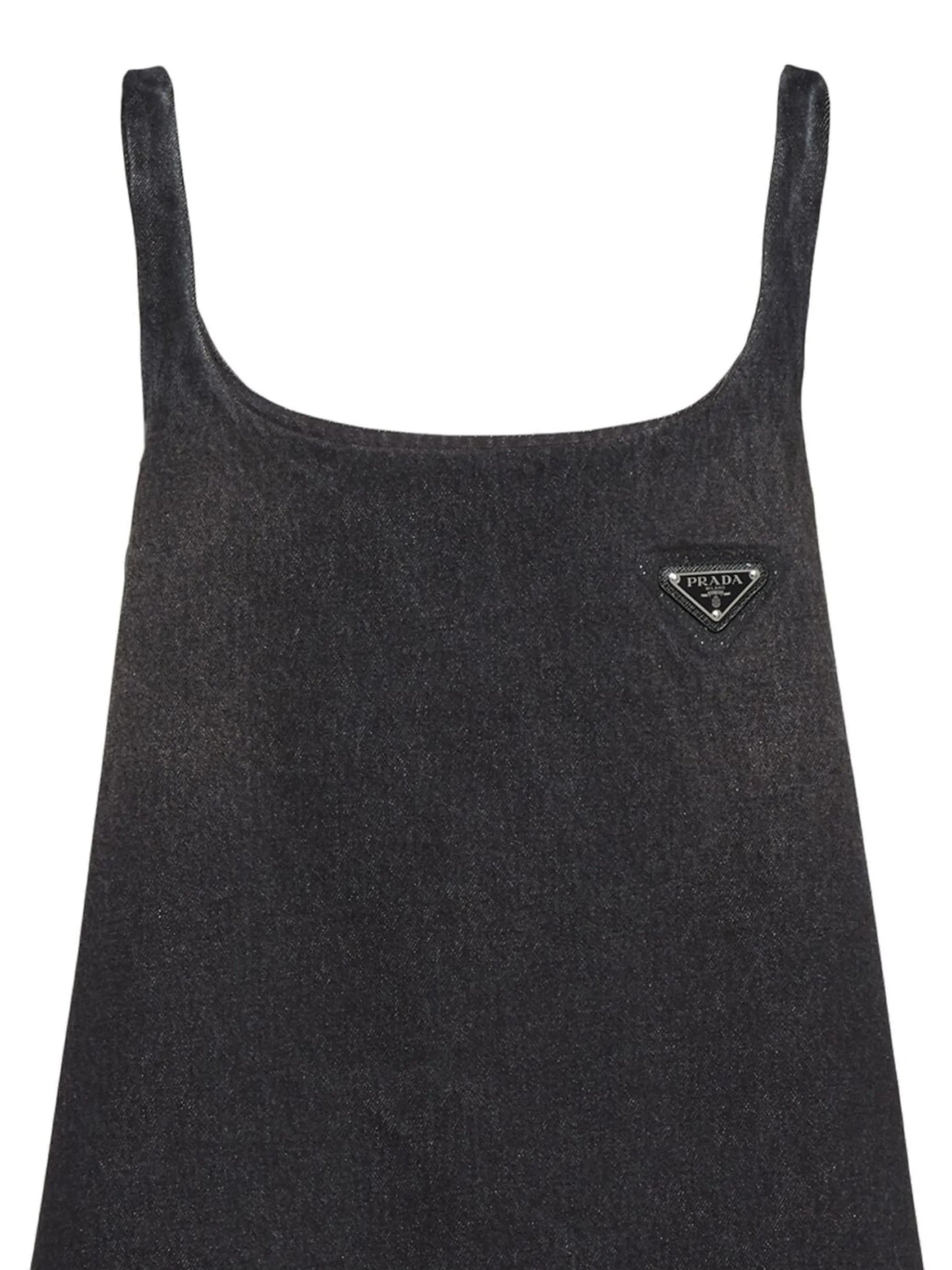 triangle logo A-line denim dress