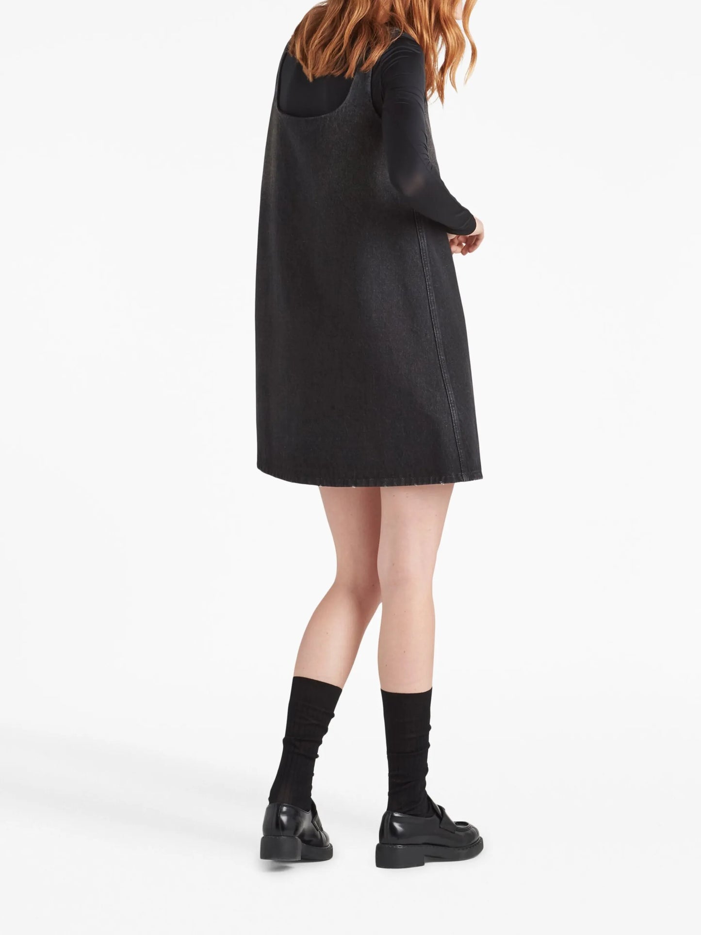 triangle logo A-line denim dress