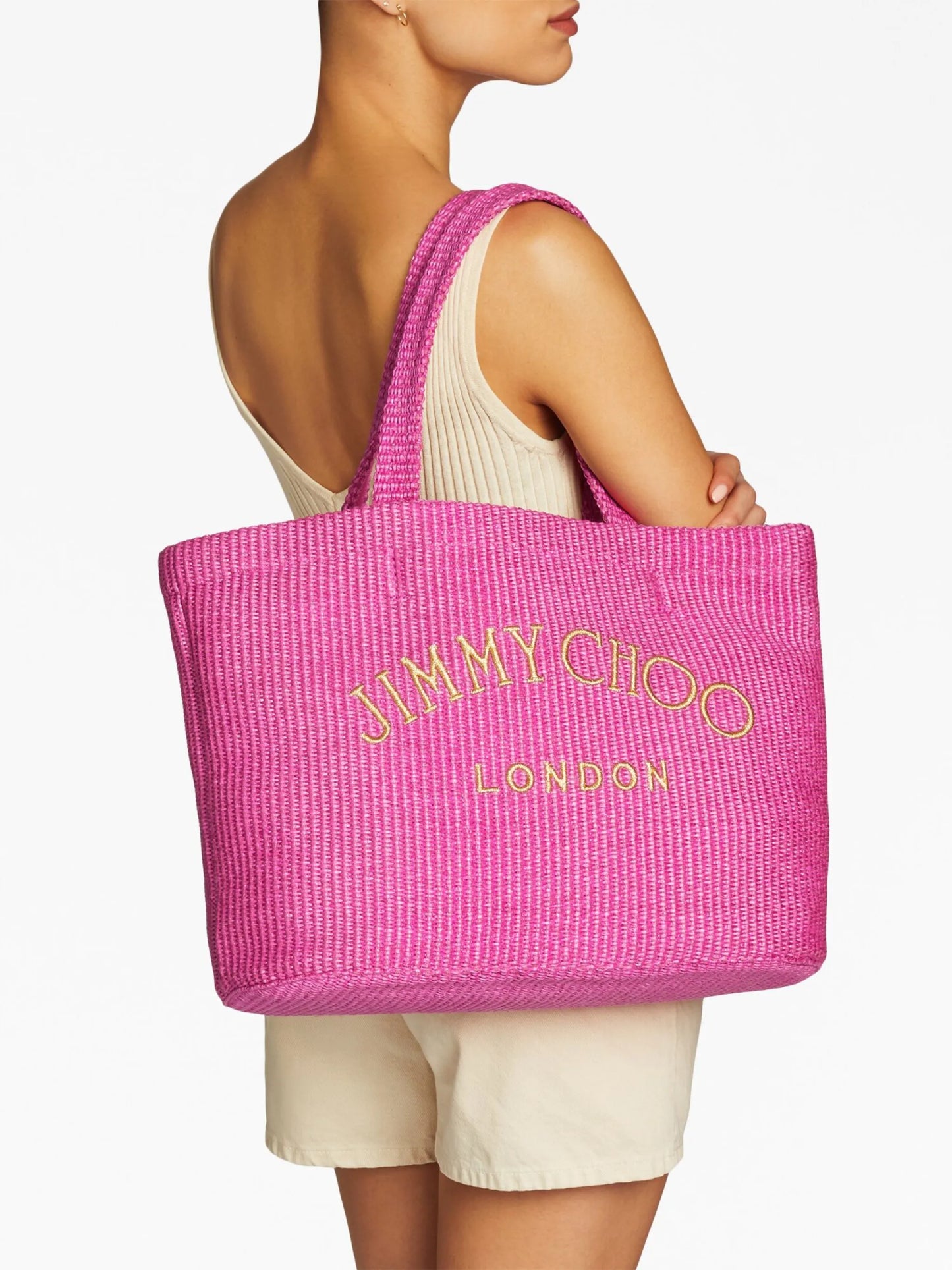 logo-print beach tote