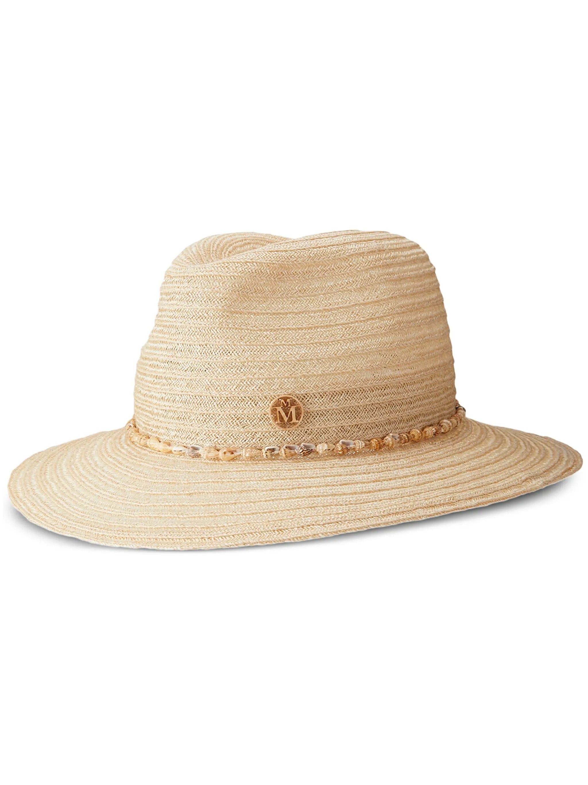 Henrietta shell-embellished straw fedora