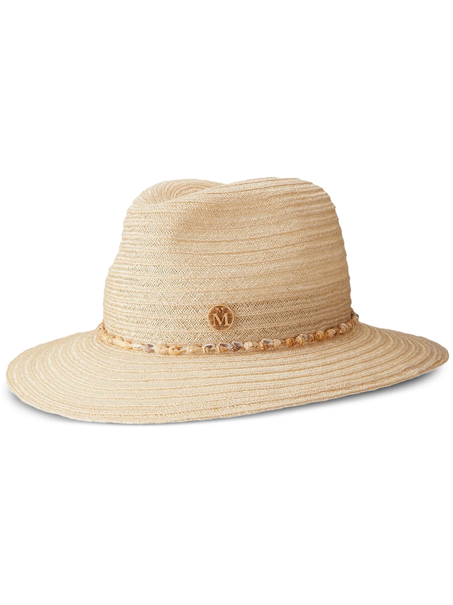 Henrietta shell-embellished straw fedora