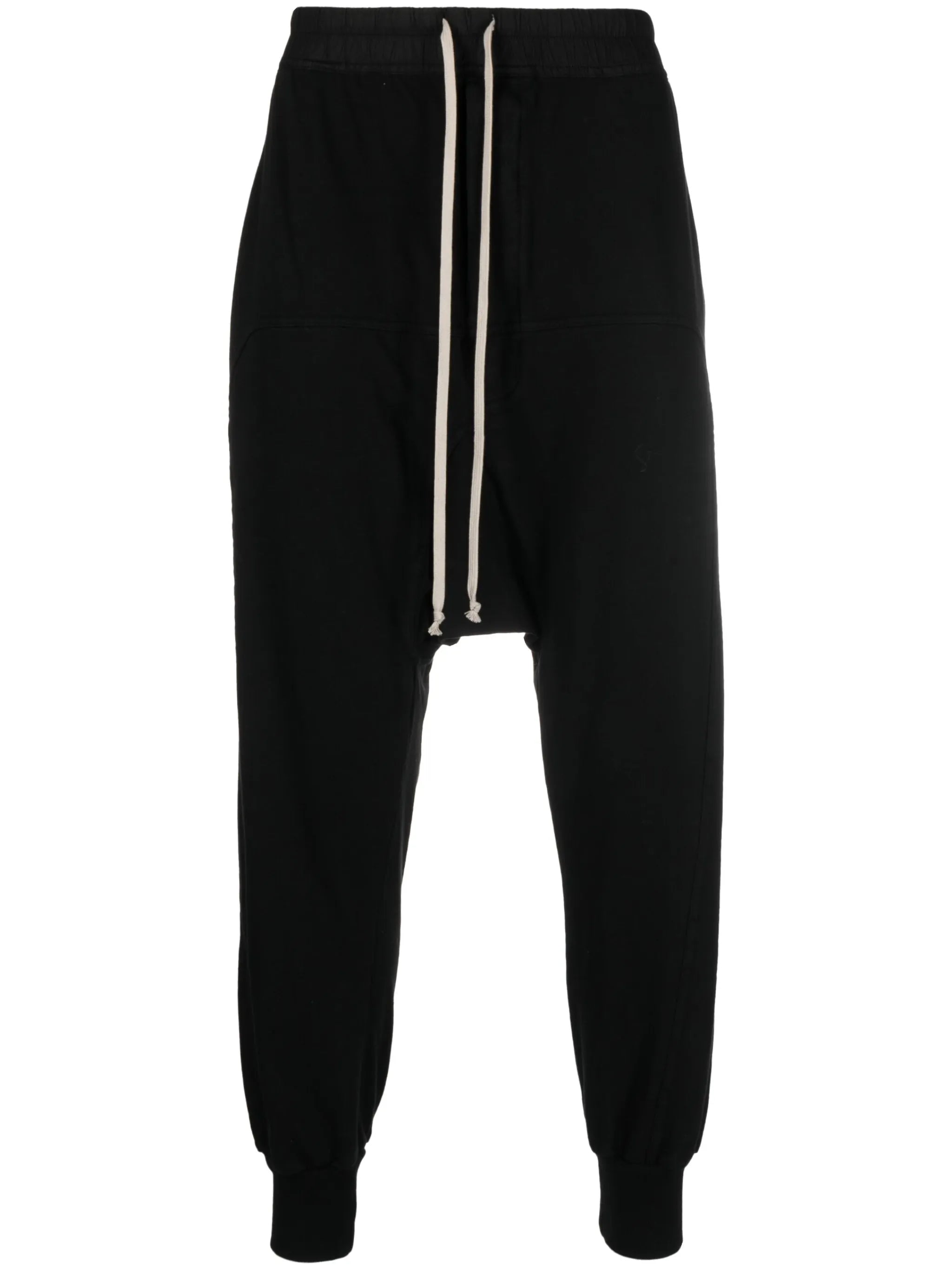 drawstring drop-crotch cotton trousers