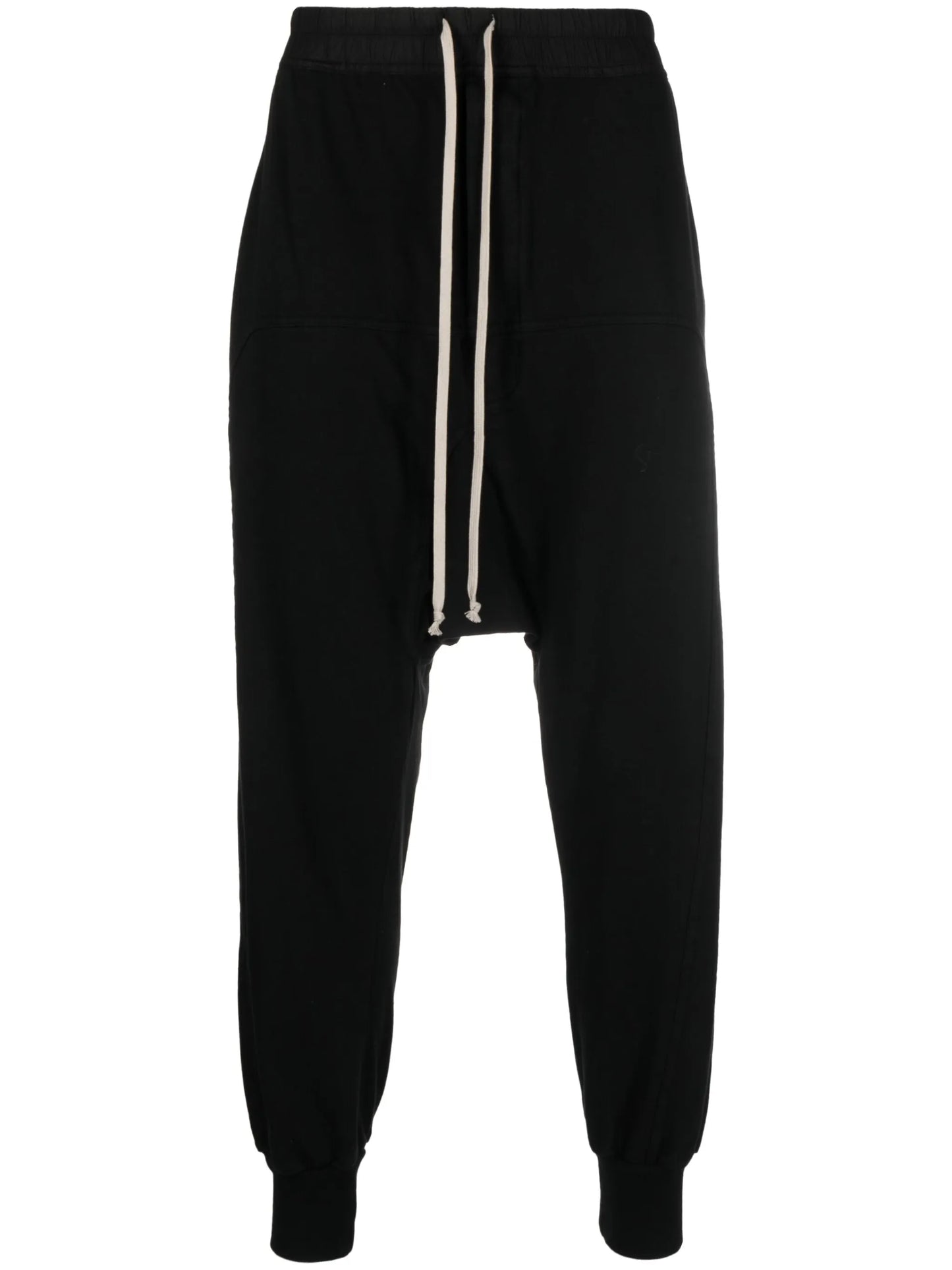 drawstring drop-crotch cotton trousers