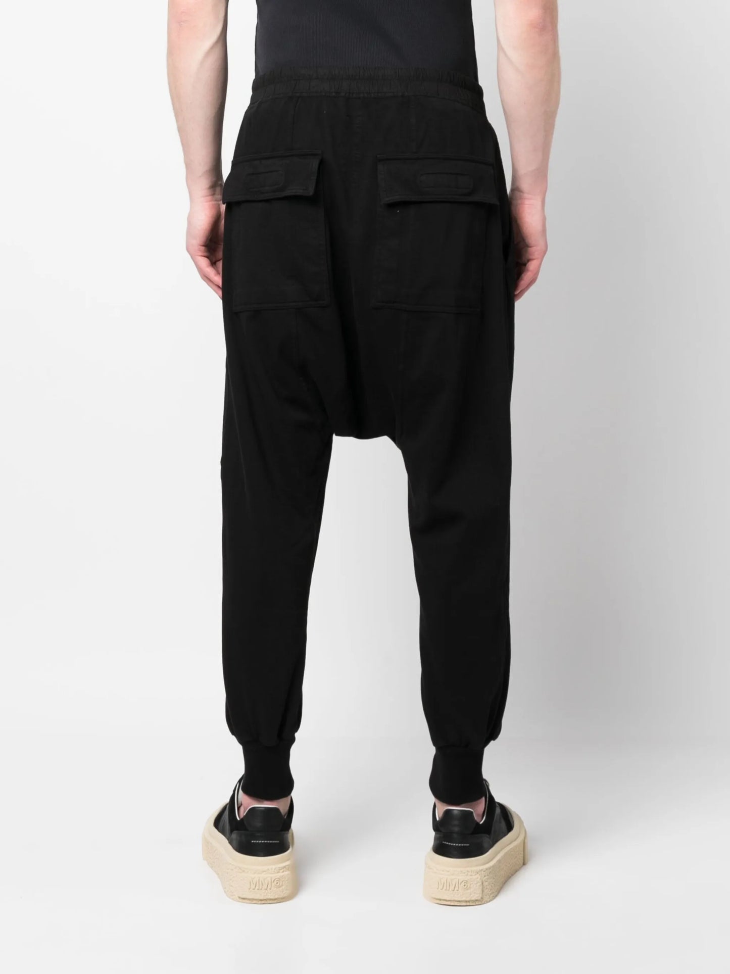 drawstring drop-crotch cotton trousers