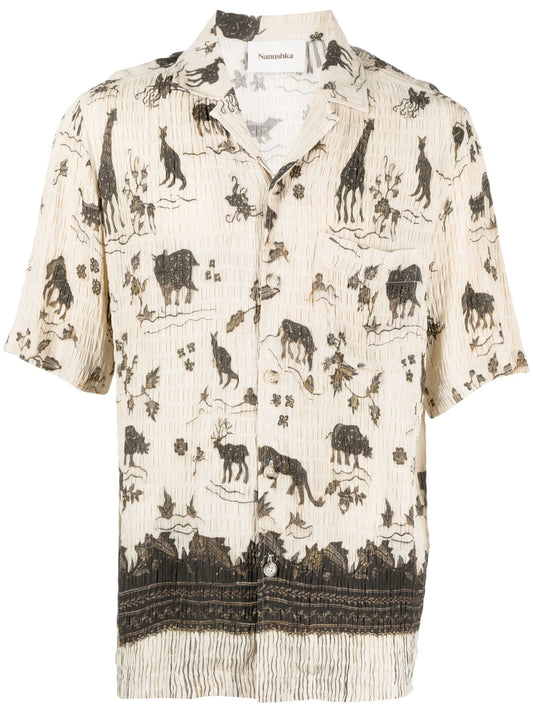 Bodil shirred printed shirt