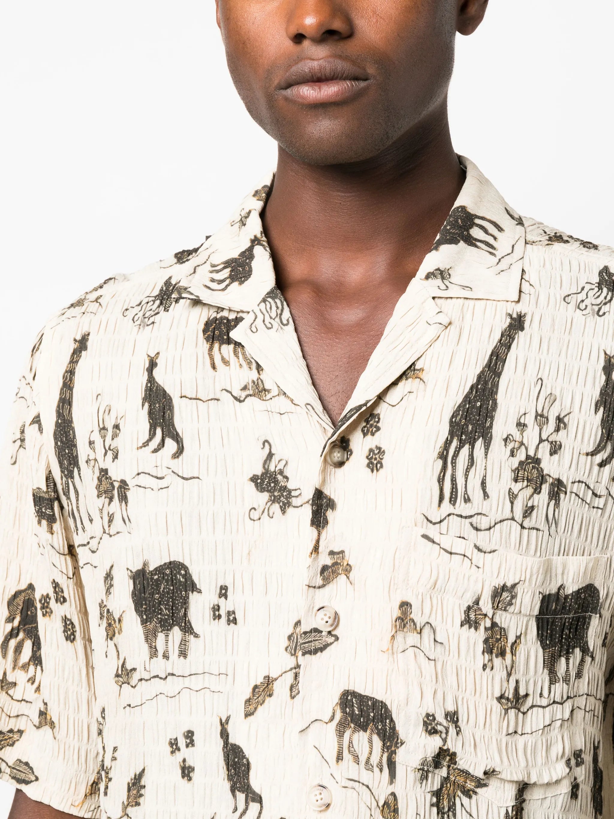 Bodil shirred printed shirt