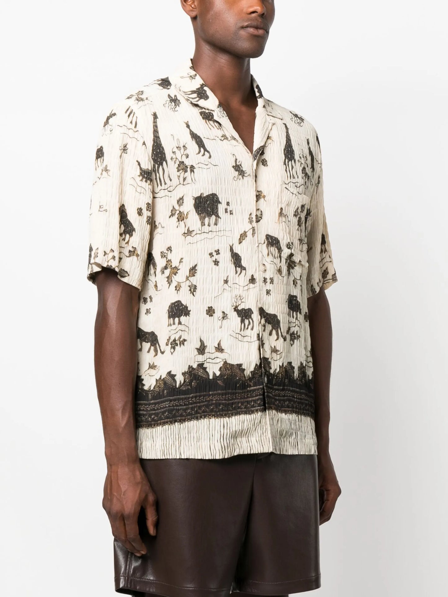 Bodil shirred printed shirt