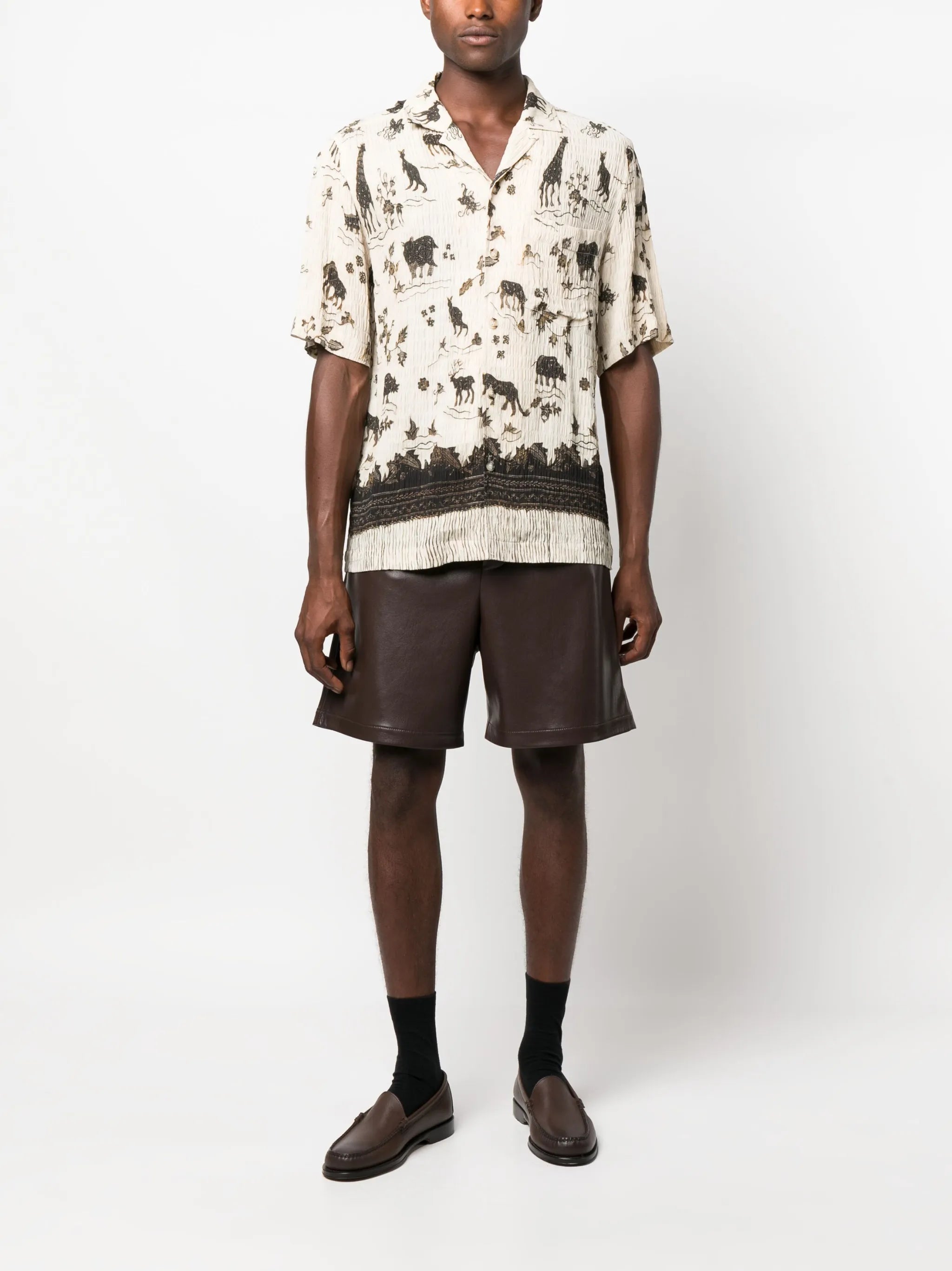 Bodil shirred printed shirt